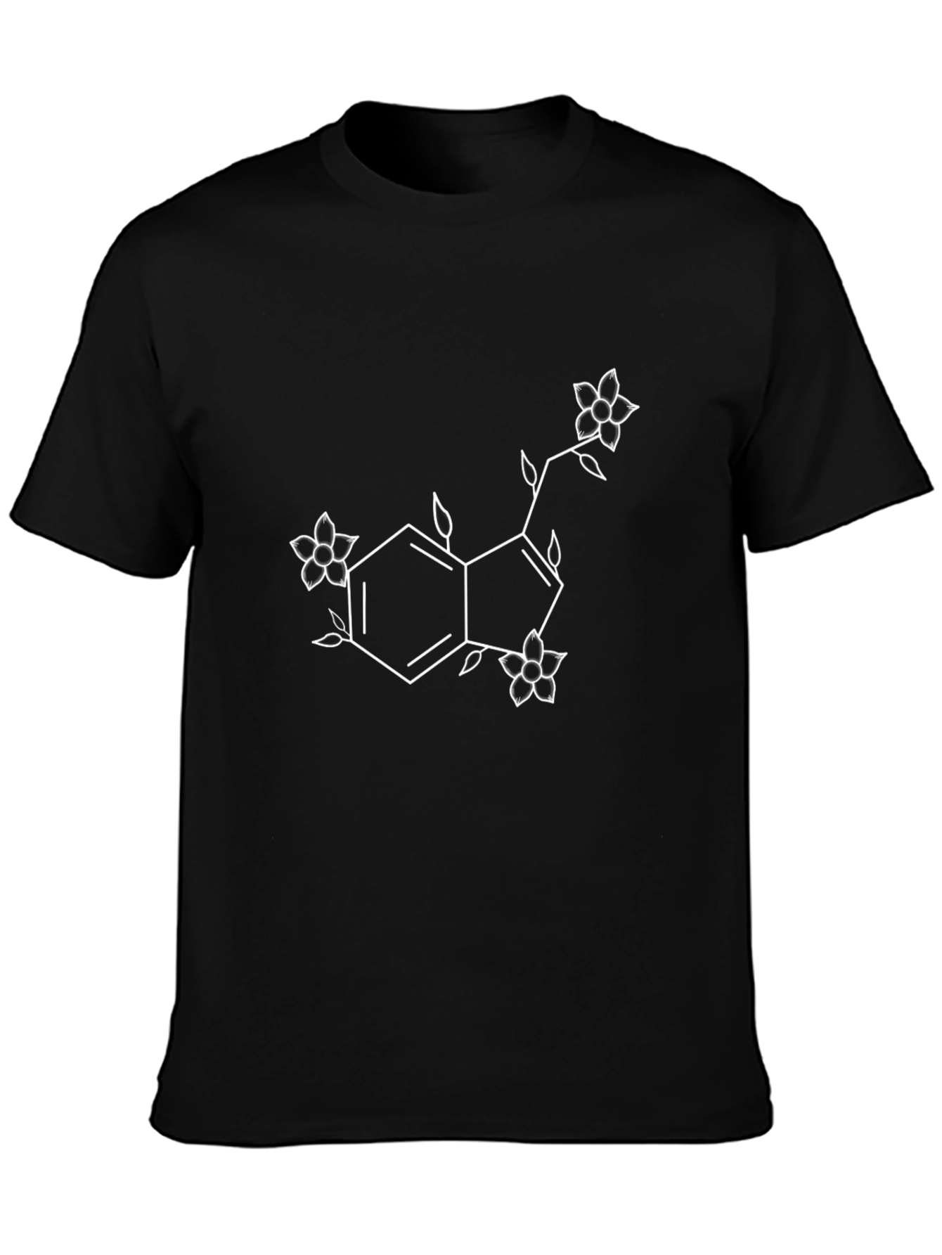Floral Serotonin Molecule Graphic Tee - Black