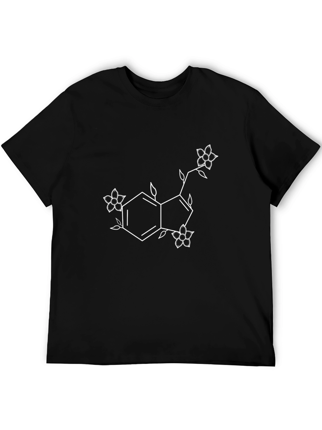 Floral Serotonin Molecule Graphic Tee - Black