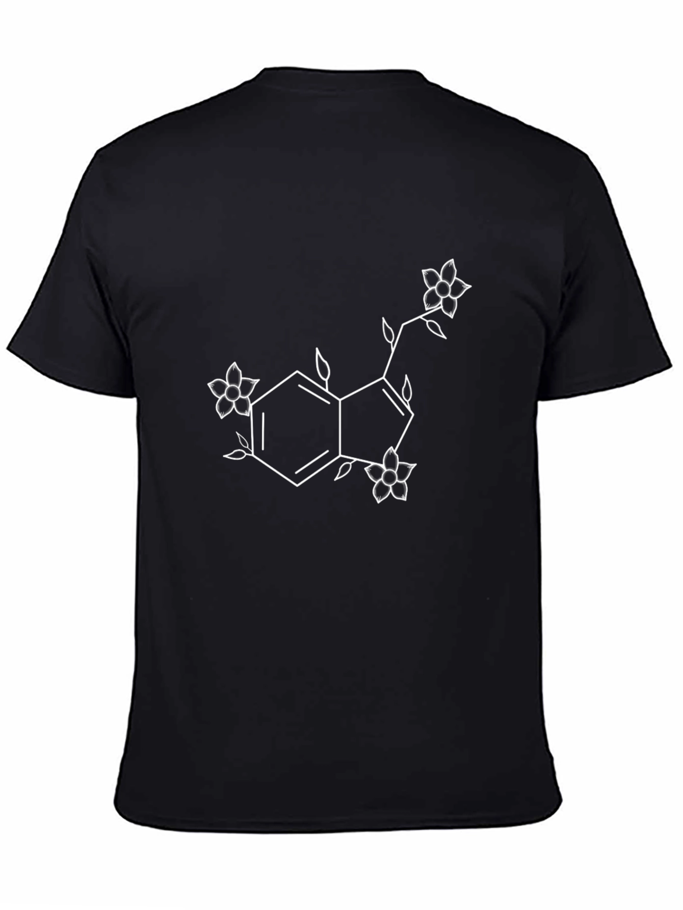 Floral Serotonin Molecule Graphic Tee - Black