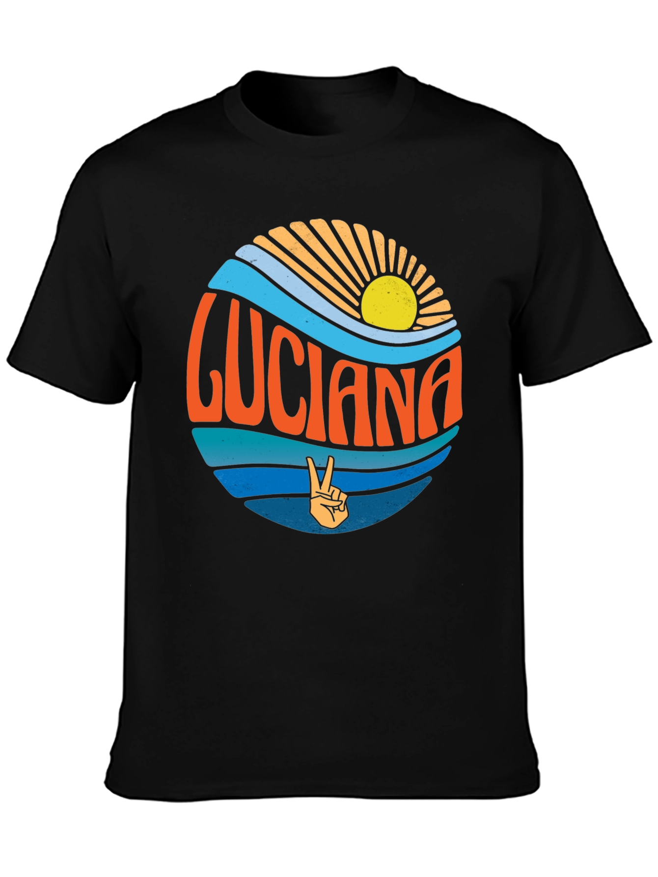 Luciana Retro Graphic Tee - Black Crew Neck T-Shirt