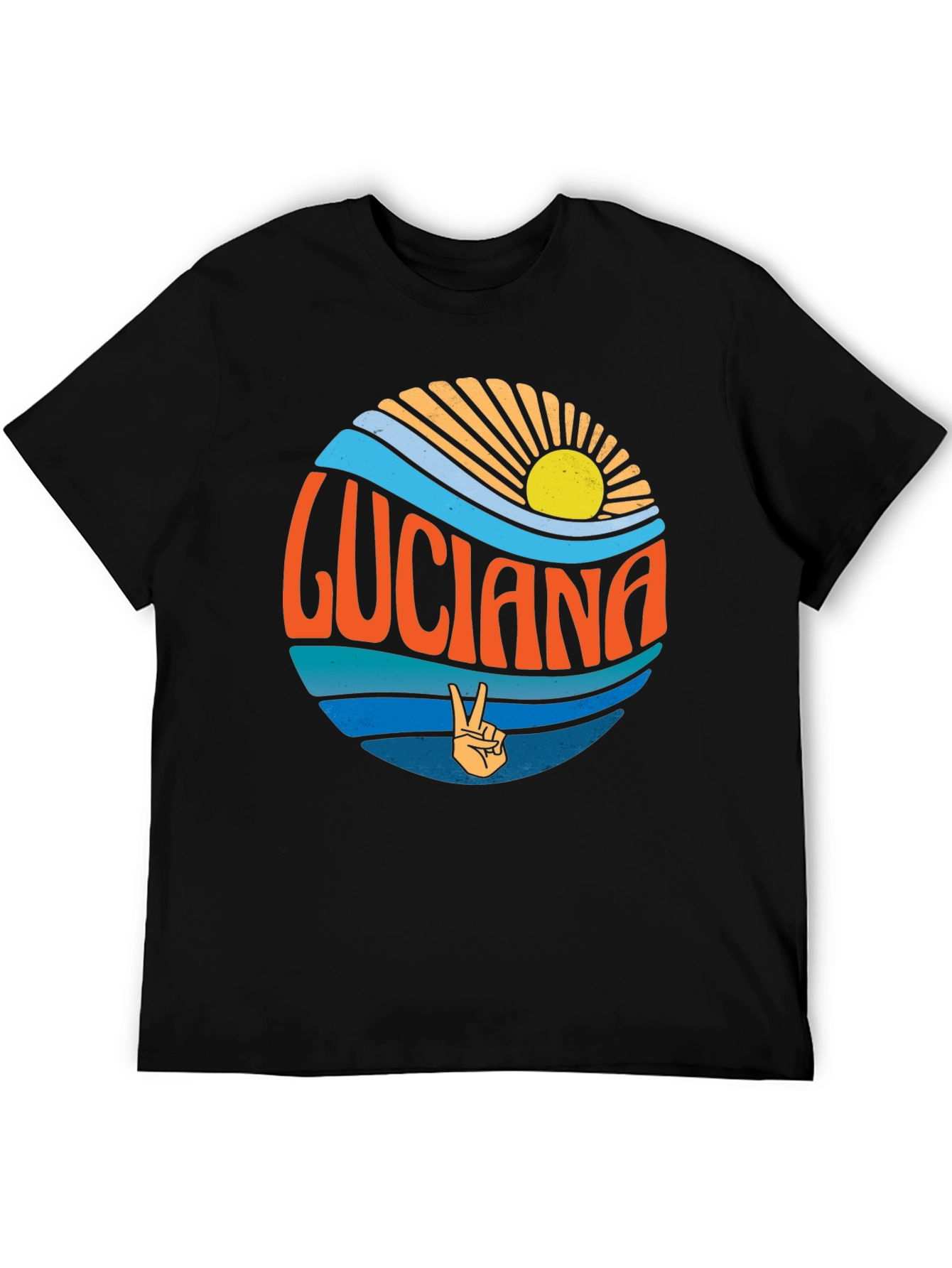 Luciana Retro Graphic Tee - Black Crew Neck T-Shirt