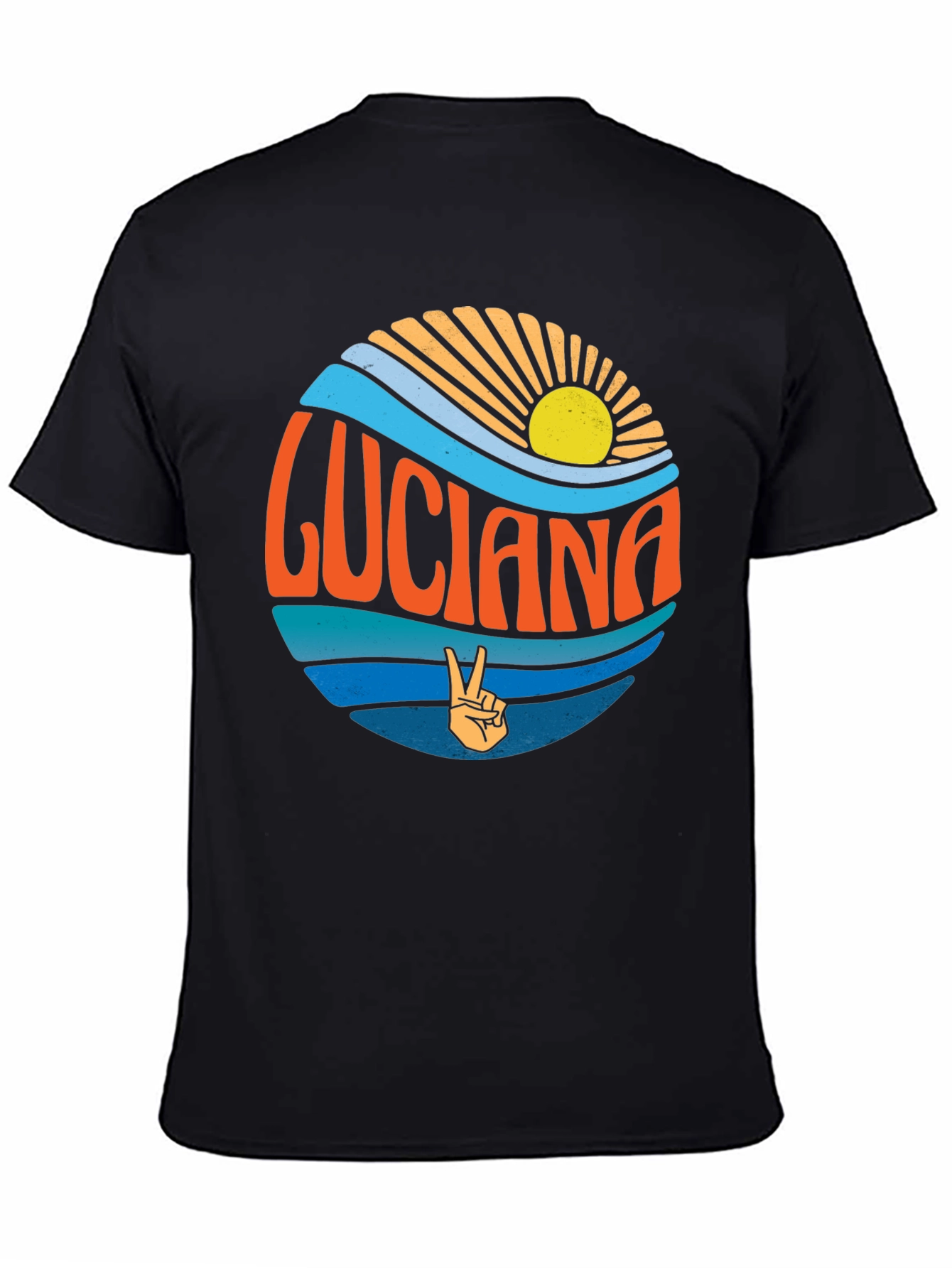 Luciana Retro Graphic Tee - Black Crew Neck T-Shirt
