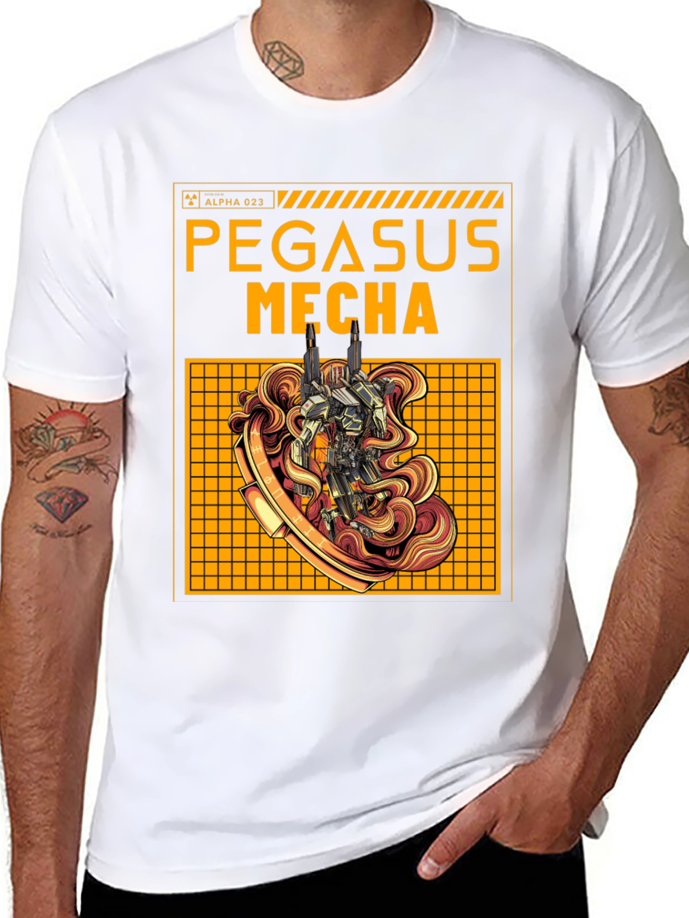Pegasus Mecha Graphic Tee - Sci-Fi Robot T-Shirt
