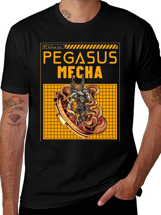 Pegasus Mecha Graphic Tee - Sci-Fi Robot T-Shirt
