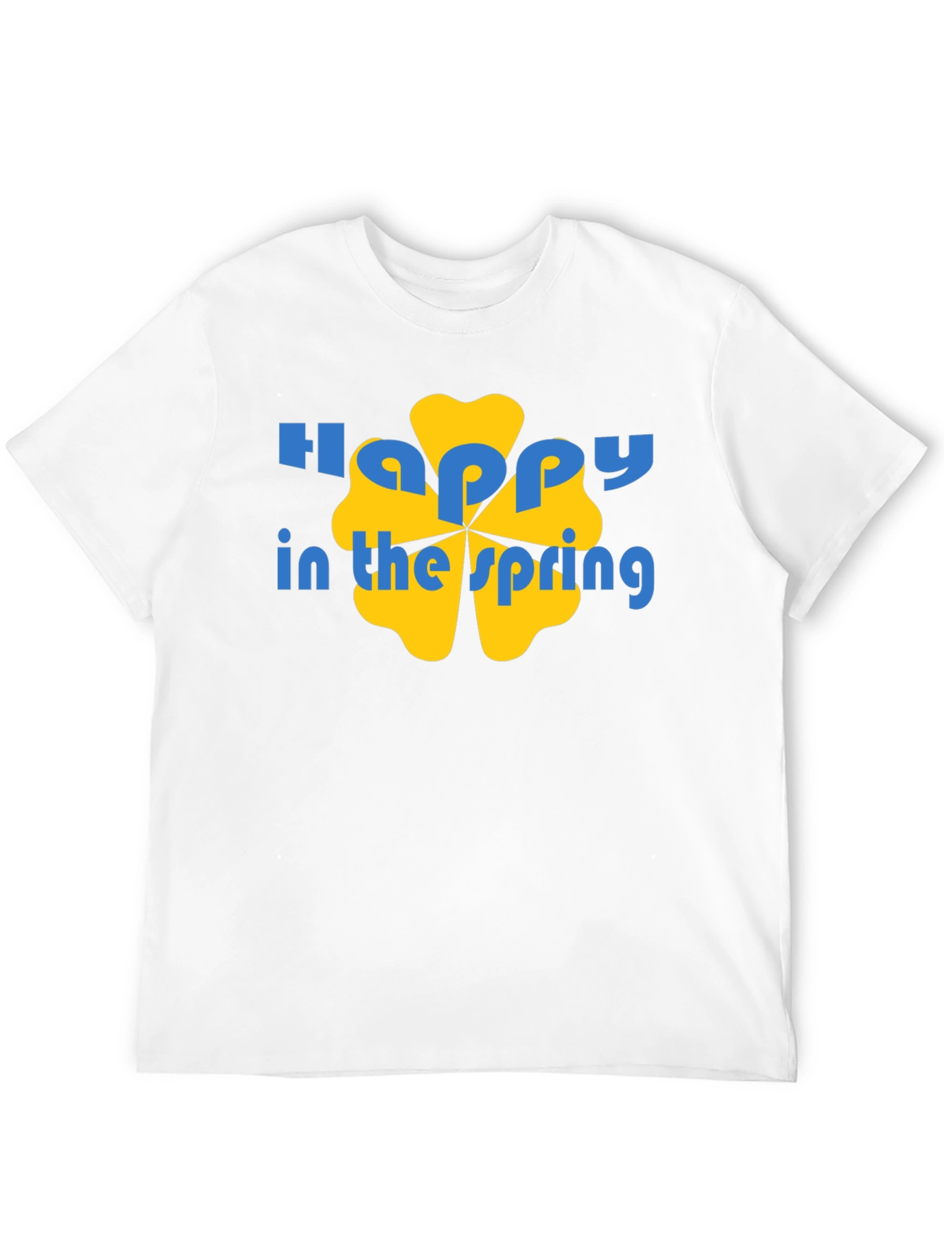 Happy Spring Graphic Tee - Black Cotton Casual Shirt