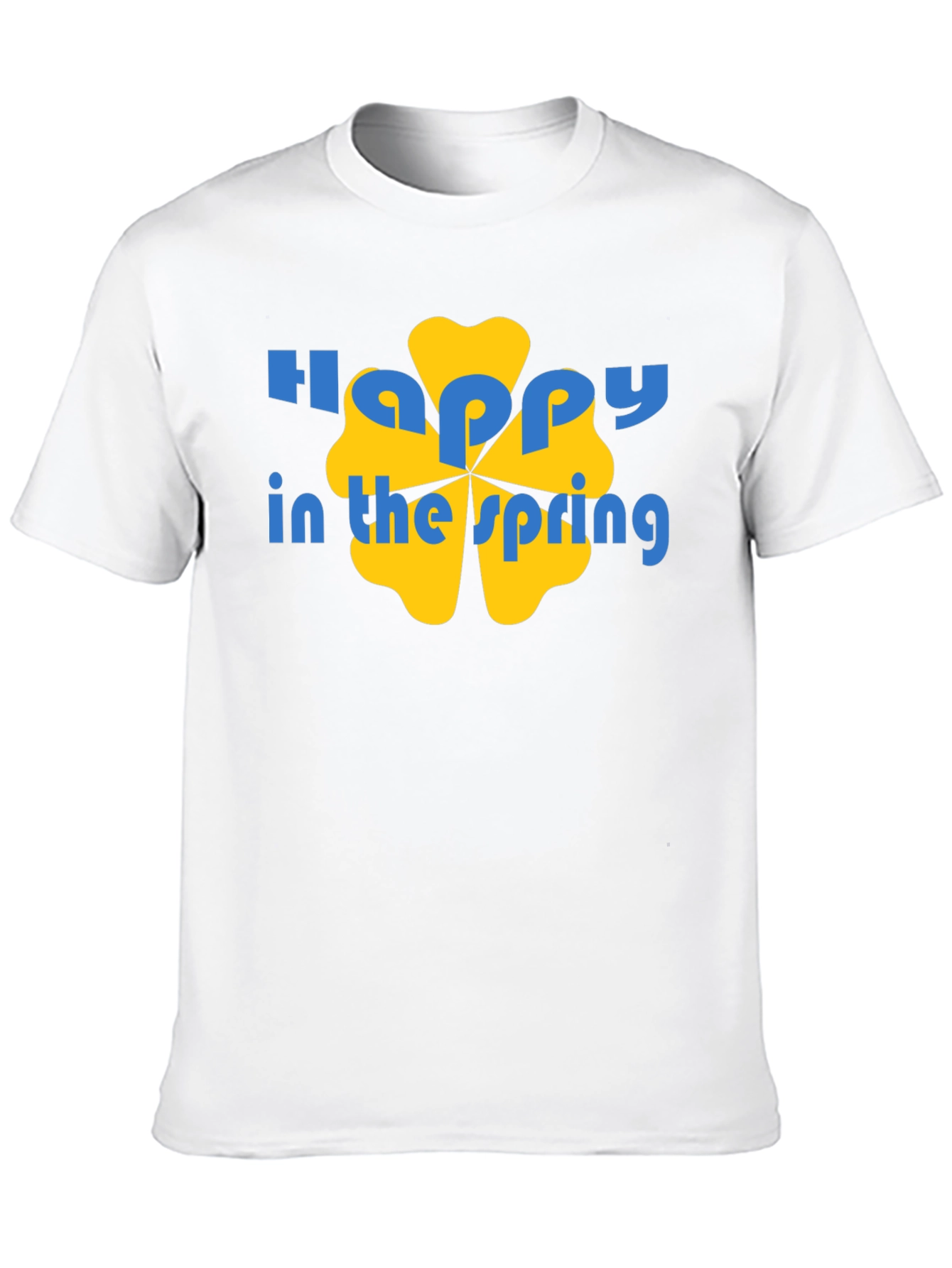Happy Spring Graphic Tee - Black Cotton Casual Shirt
