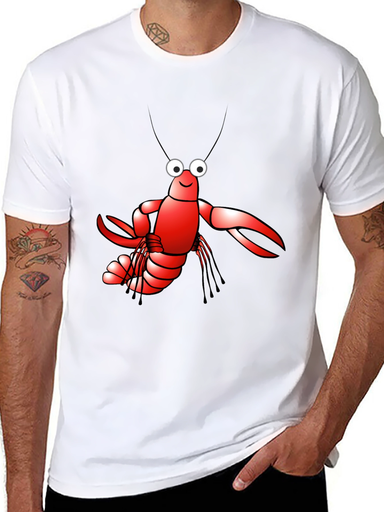 Lobster Graphic Tee - Black Cotton T-Shirt