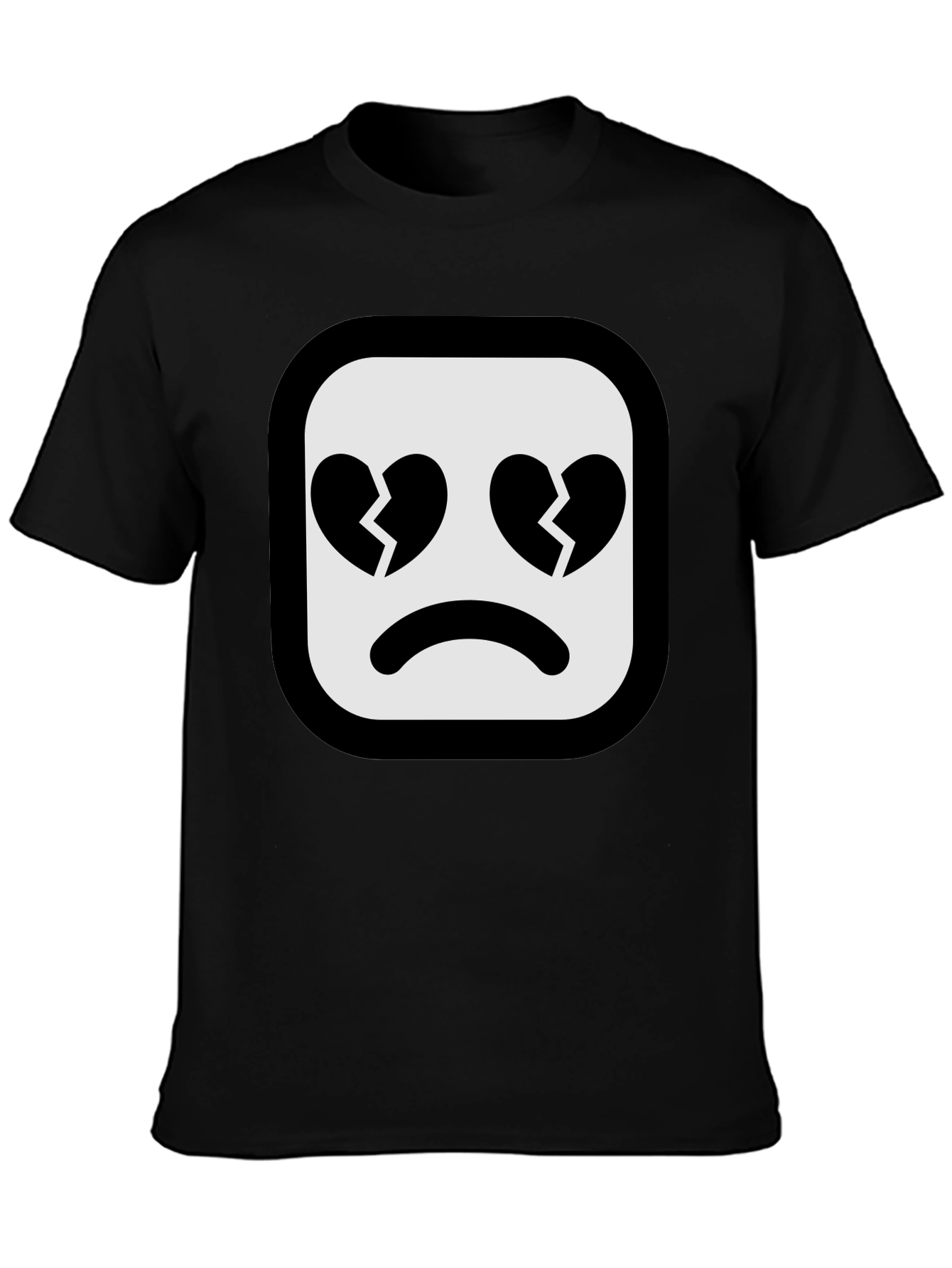 Broken Heart Emoji Black T-Shirt - Express Your Feelings!