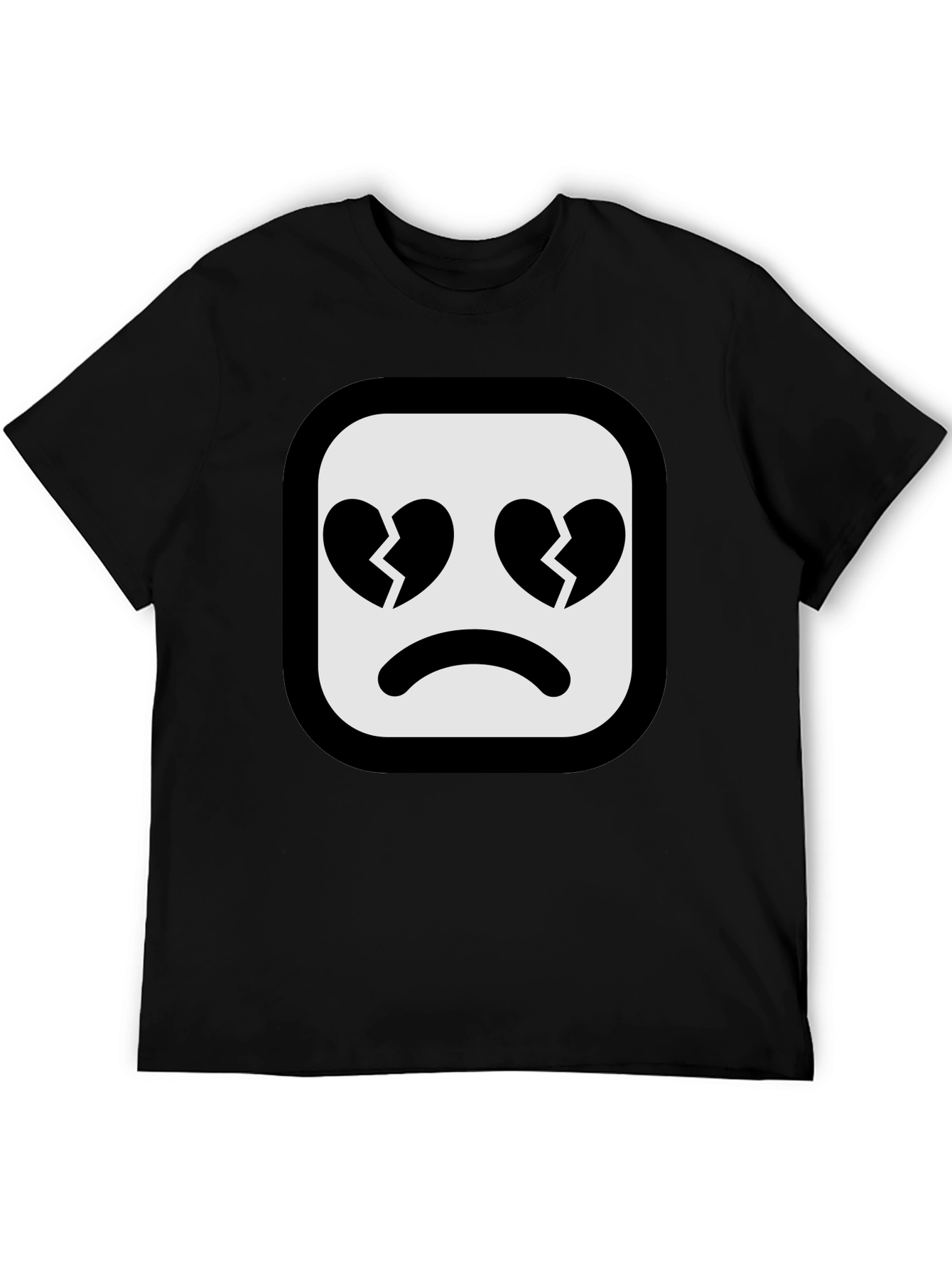 Broken Heart Emoji Black T-Shirt - Express Your Feelings!