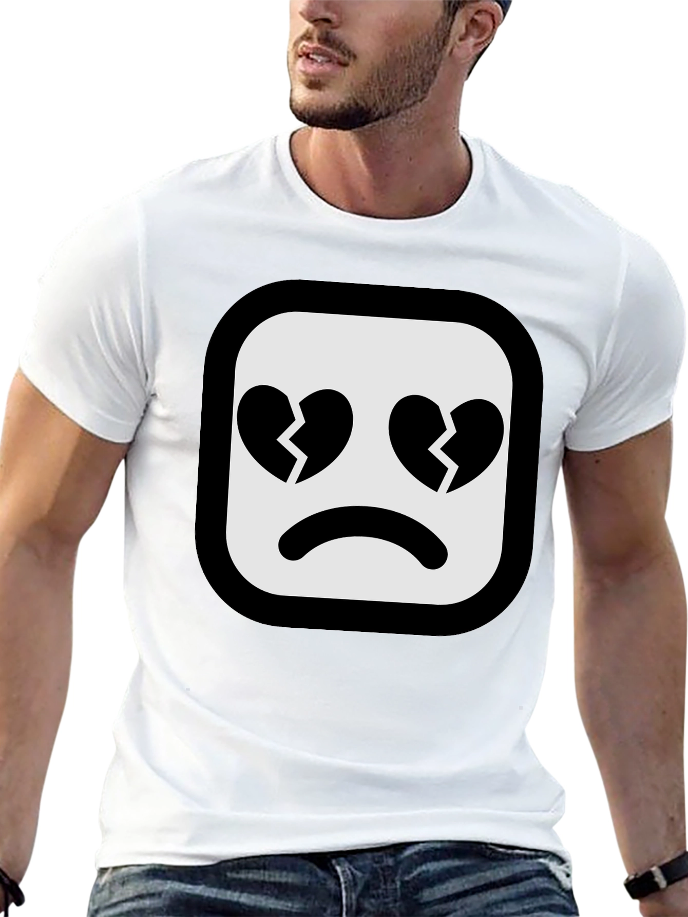 Broken Heart Emoji Black T-Shirt - Express Your Feelings!