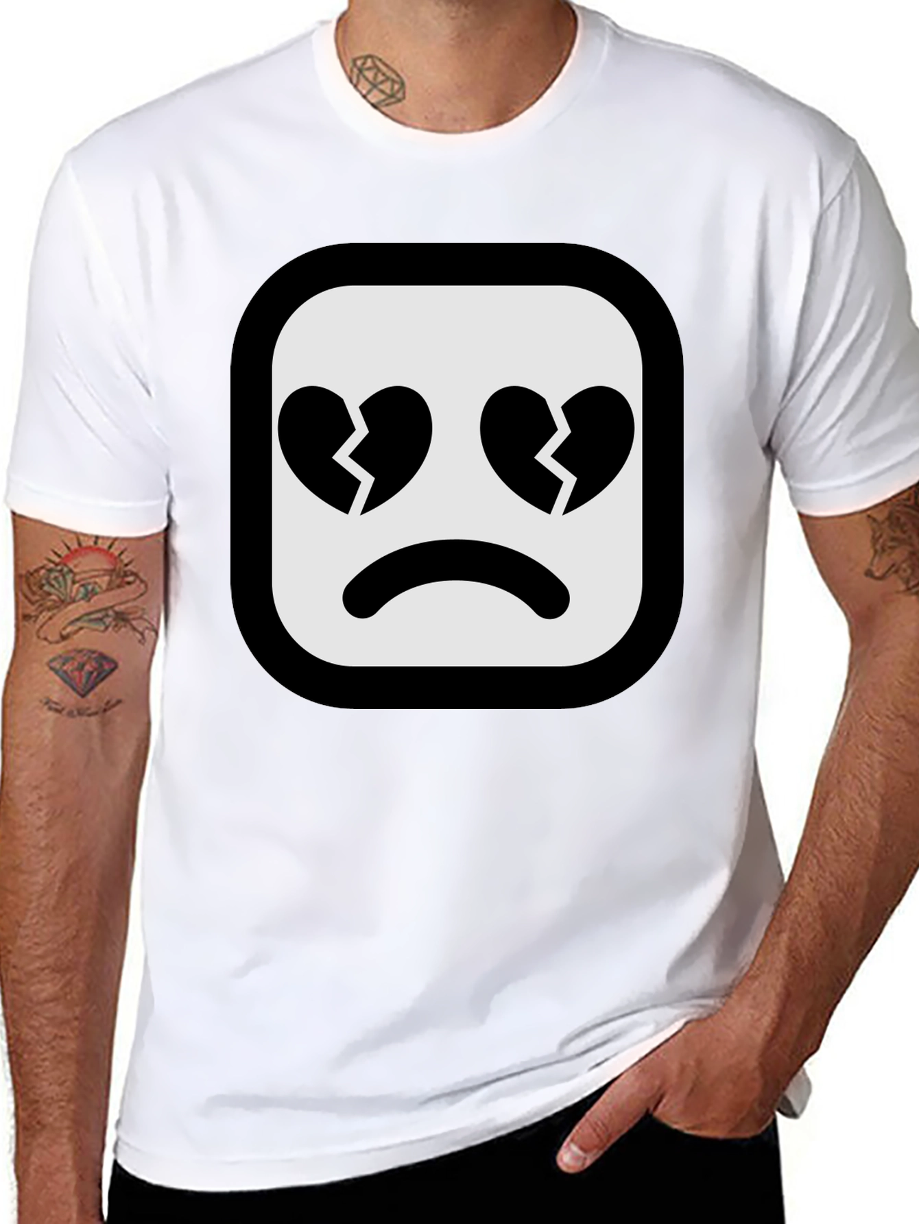 Broken Heart Emoji Black T-Shirt - Express Your Feelings!