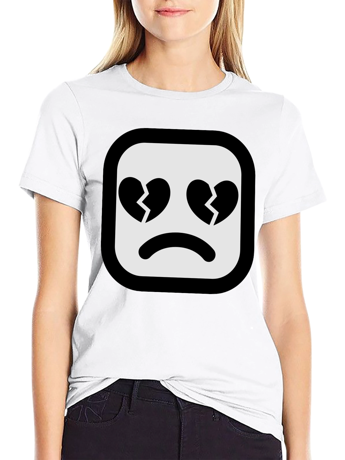 Broken Heart Emoji Black T-Shirt - Express Your Feelings!