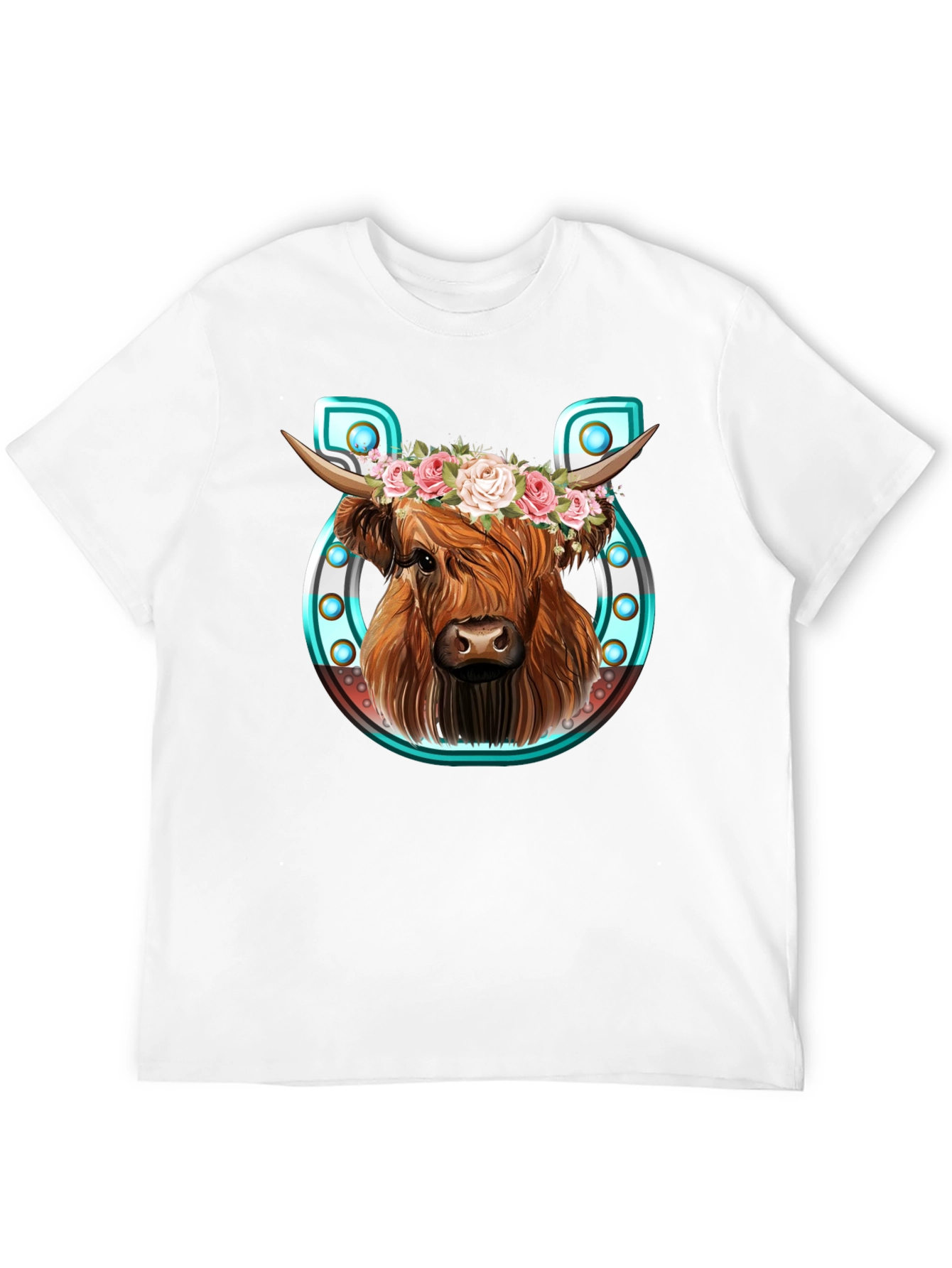 Highland Cow Flower Crown Graphic Tee