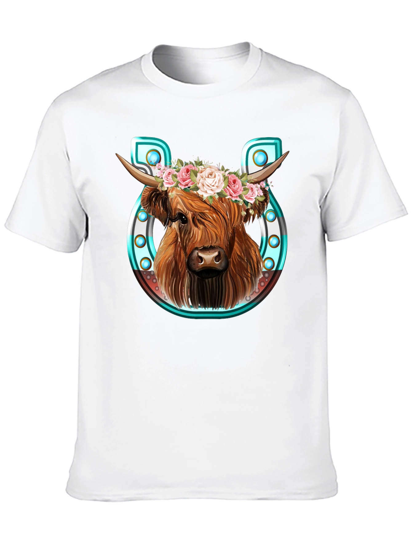 Highland Cow Flower Crown Graphic Tee