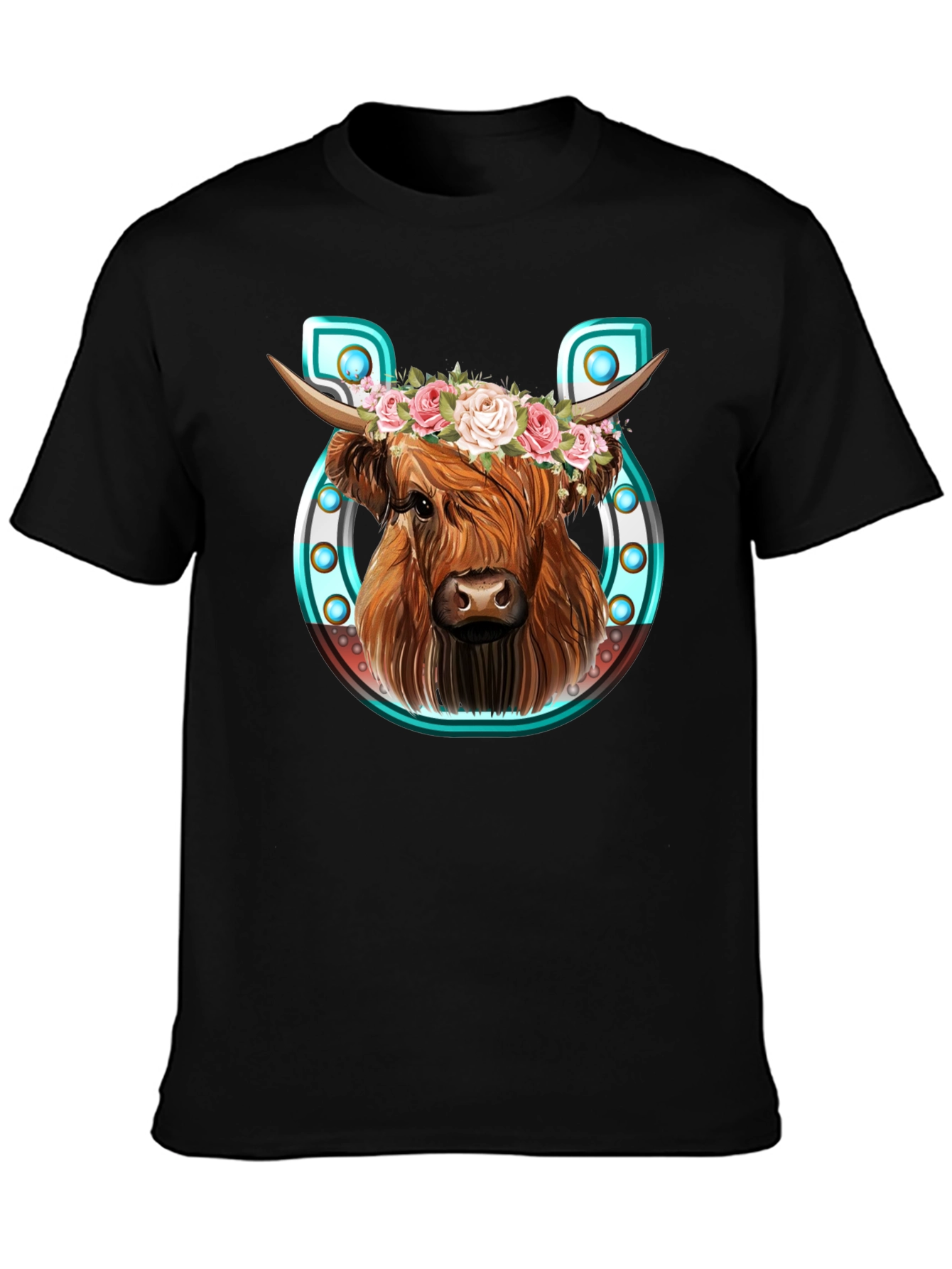 Highland Cow Flower Crown Graphic Tee