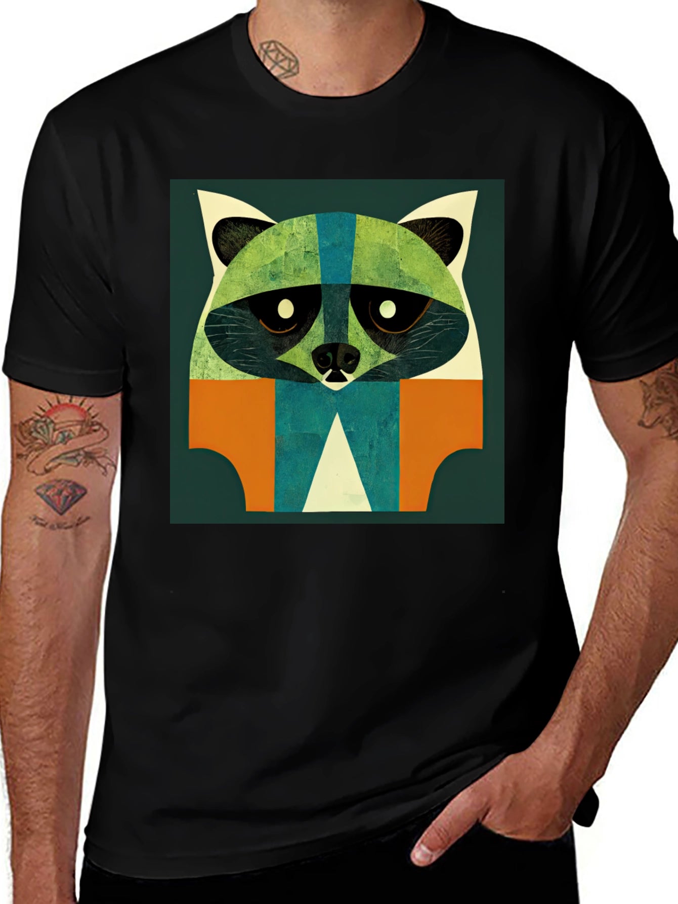 Abstract Raccoon Graphic T-Shirt - Modern Art Style