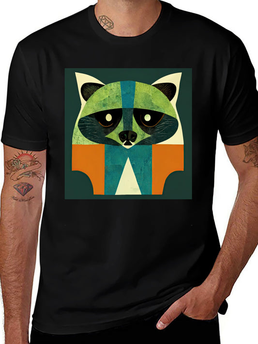 Abstract Raccoon Graphic T-Shirt - Modern Art Style