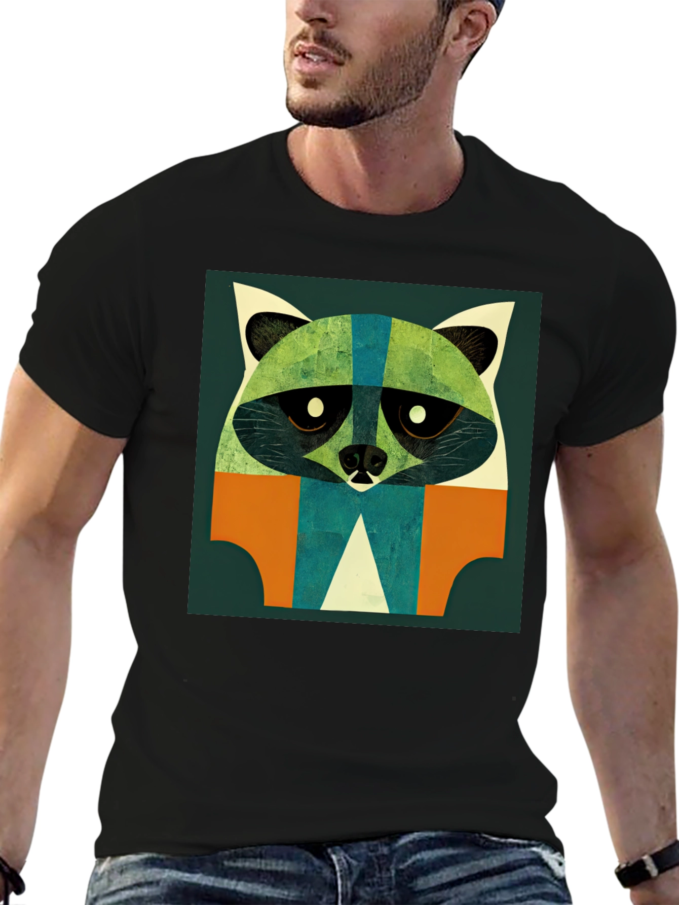 Abstract Raccoon Graphic T-Shirt - Modern Art Style