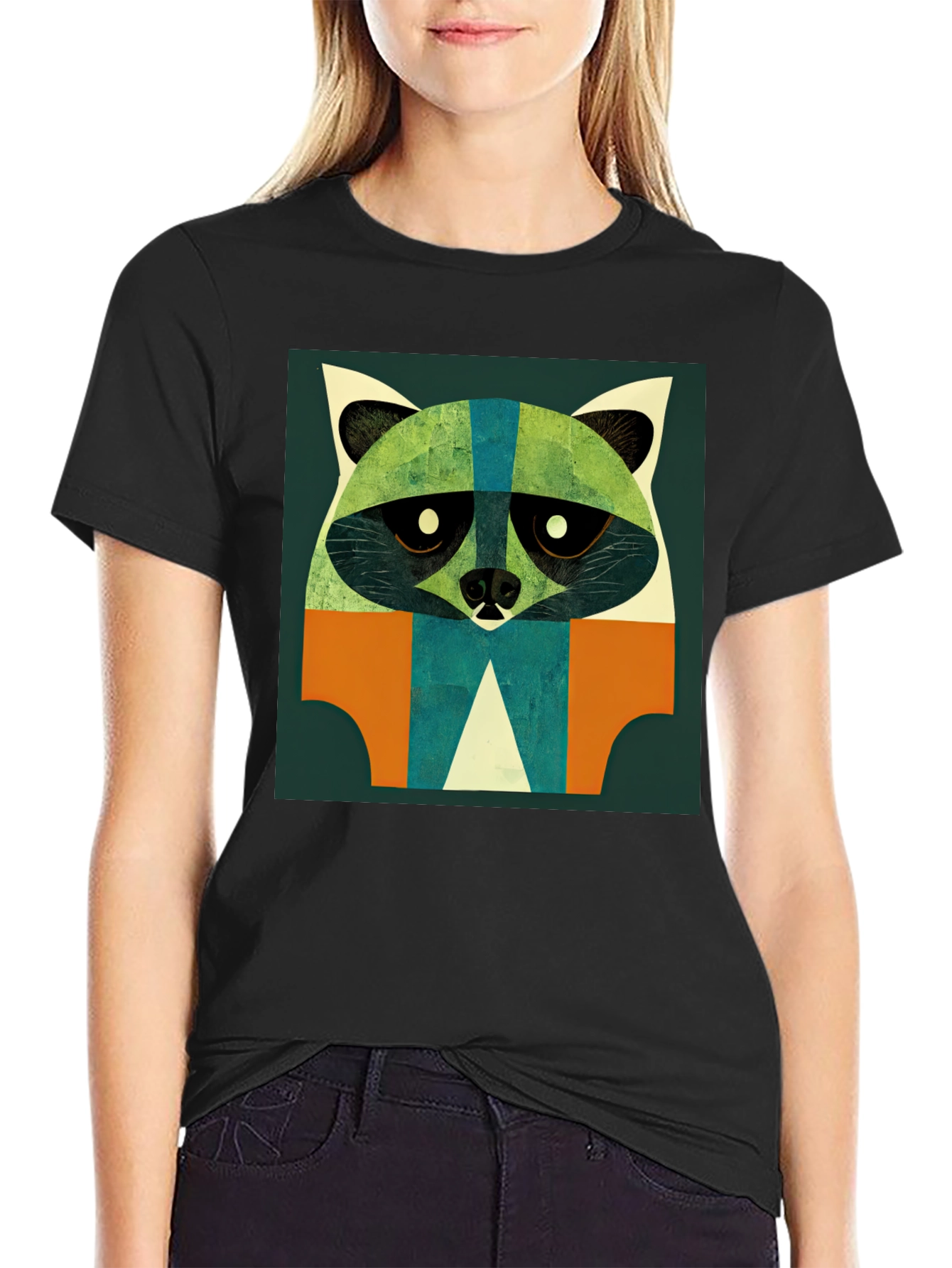 Abstract Raccoon Graphic T-Shirt - Modern Art Style
