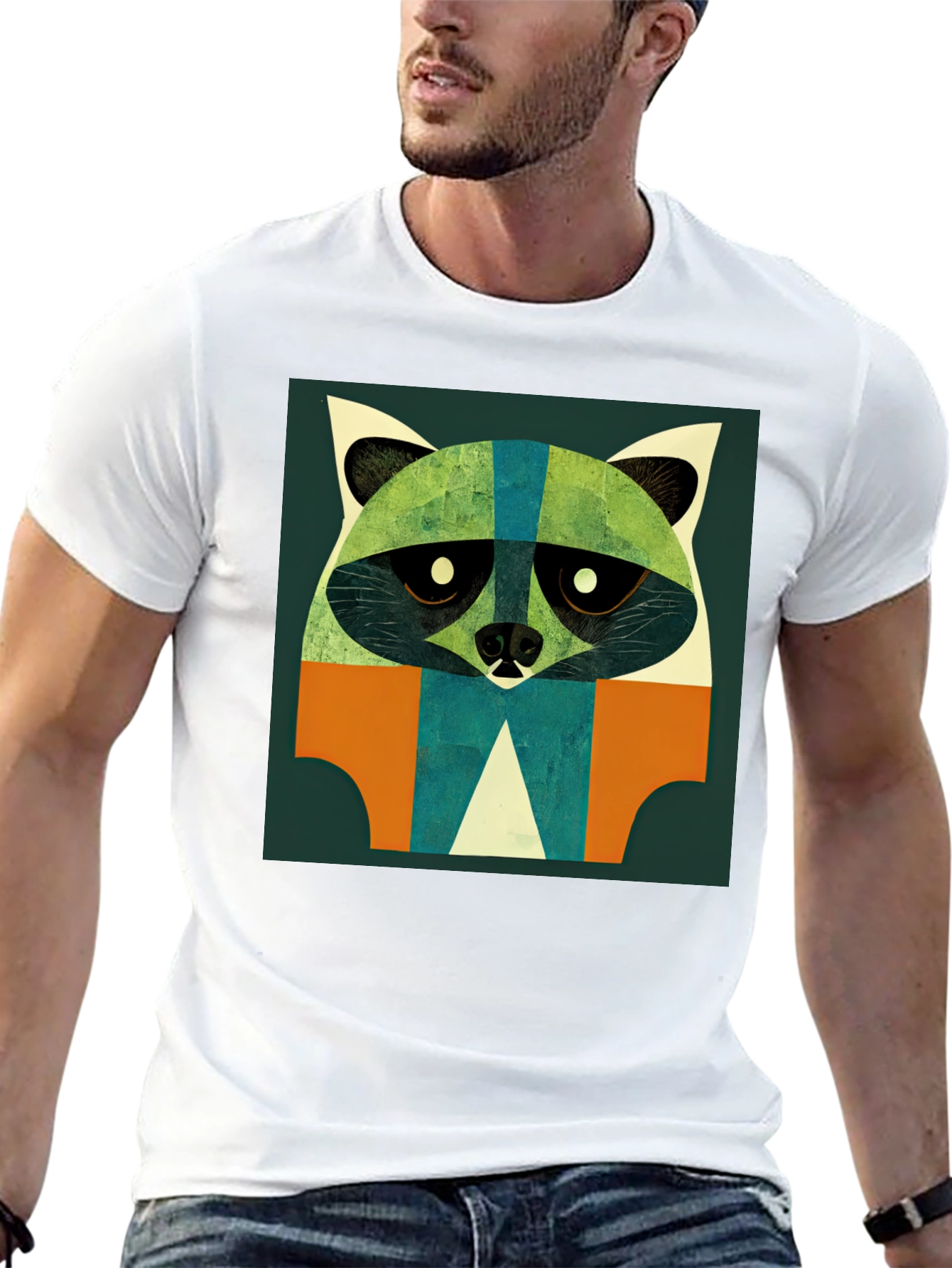 Abstract Raccoon Graphic T-Shirt - Modern Art Style