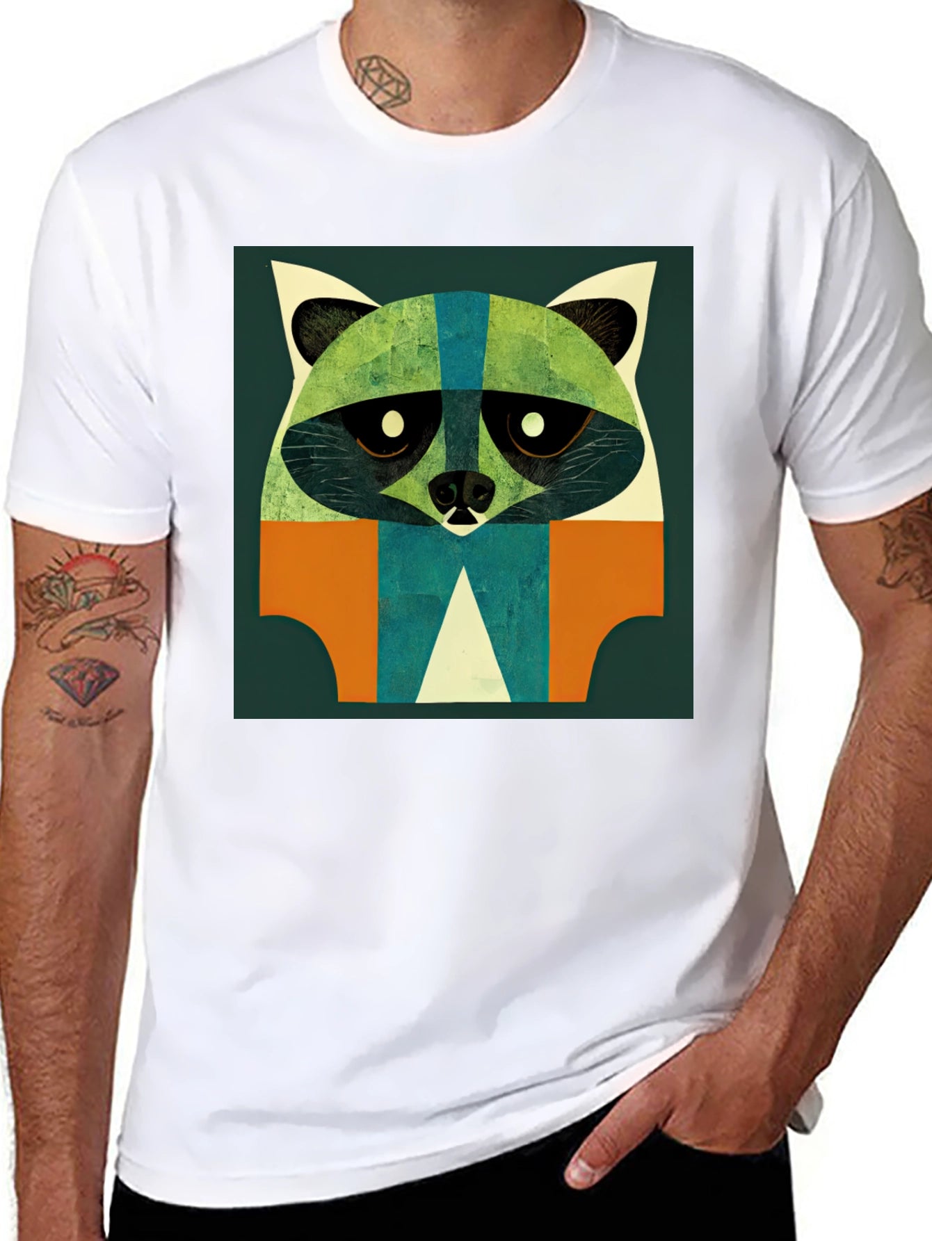 Abstract Raccoon Graphic T-Shirt - Modern Art Style