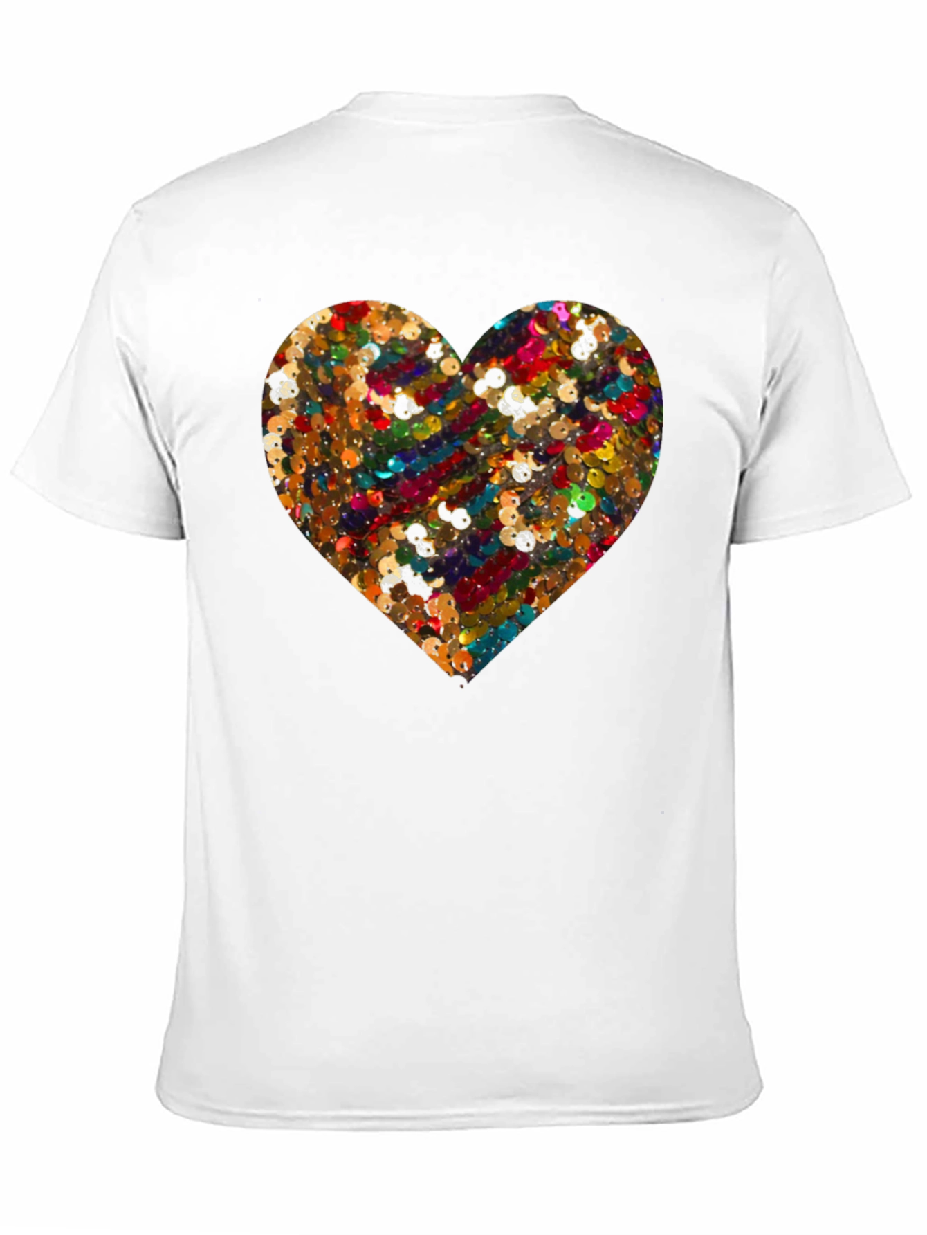 Sequin Heart Black Crew Neck T-Shirt