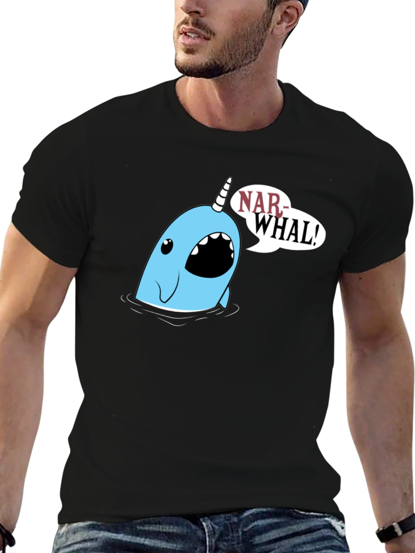 Narwhal Graphic Tee - Black Cotton T-Shirt
