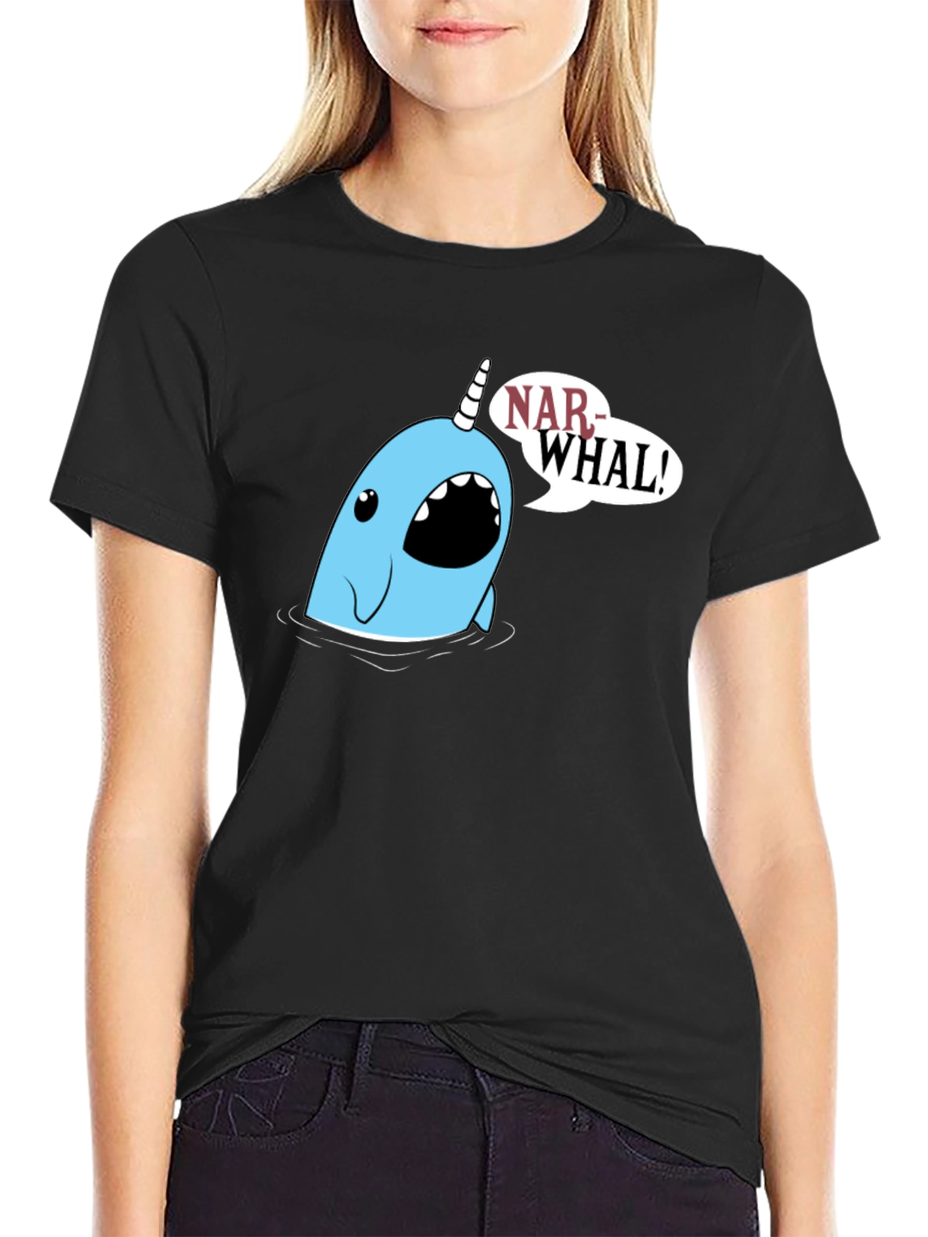 Narwhal Graphic Tee - Black Cotton T-Shirt