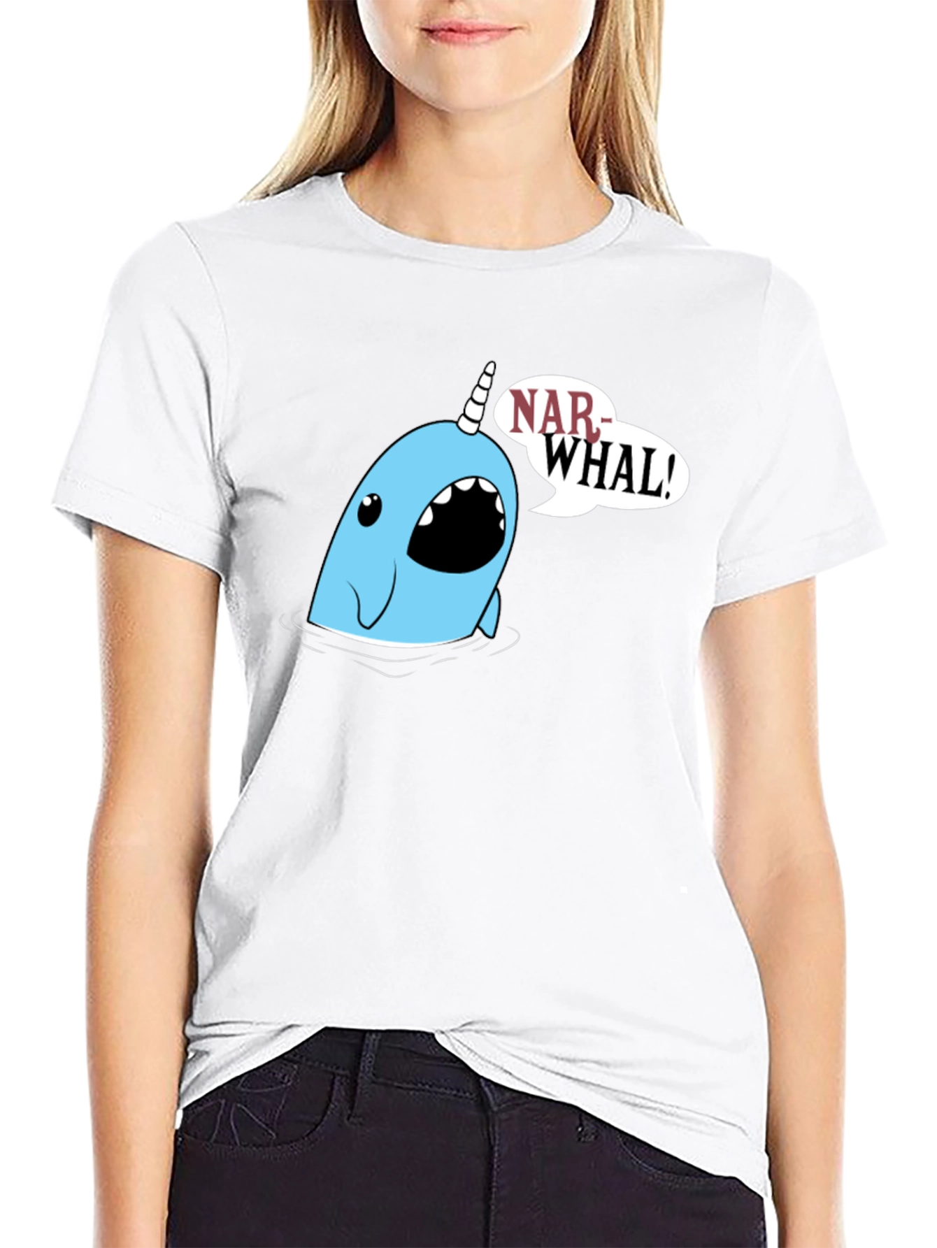 Narwhal Graphic Tee - Black Cotton T-Shirt