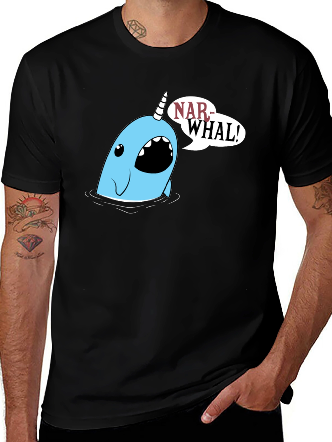 Narwhal Graphic Tee - Black Cotton T-Shirt