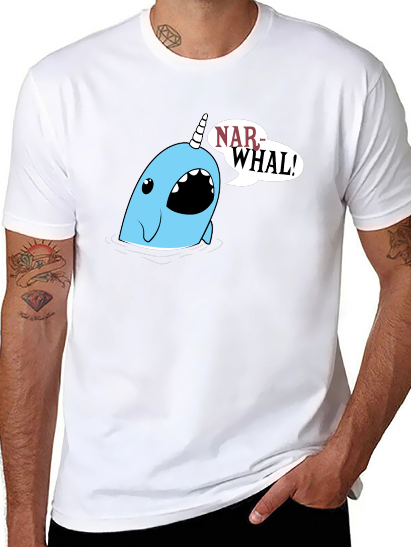 Narwhal Graphic Tee - Black Cotton T-Shirt