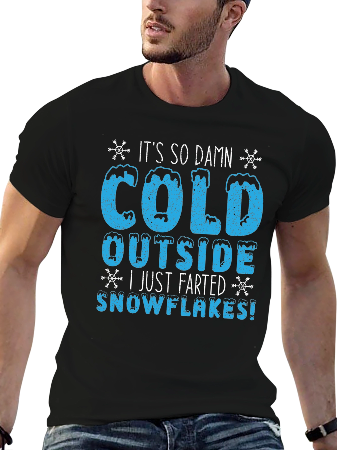 Funny Winter Cold Farted Snowflakes Graphic T-Shirt