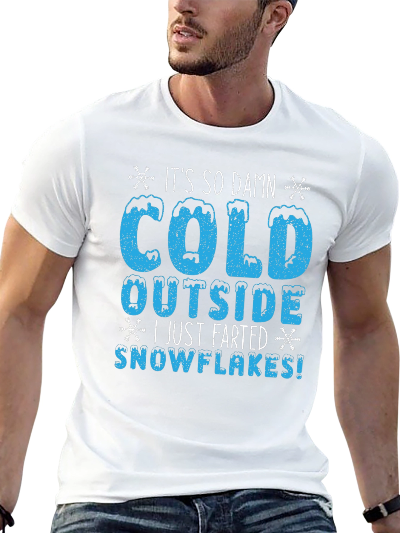 Funny Winter Cold Farted Snowflakes Graphic T-Shirt