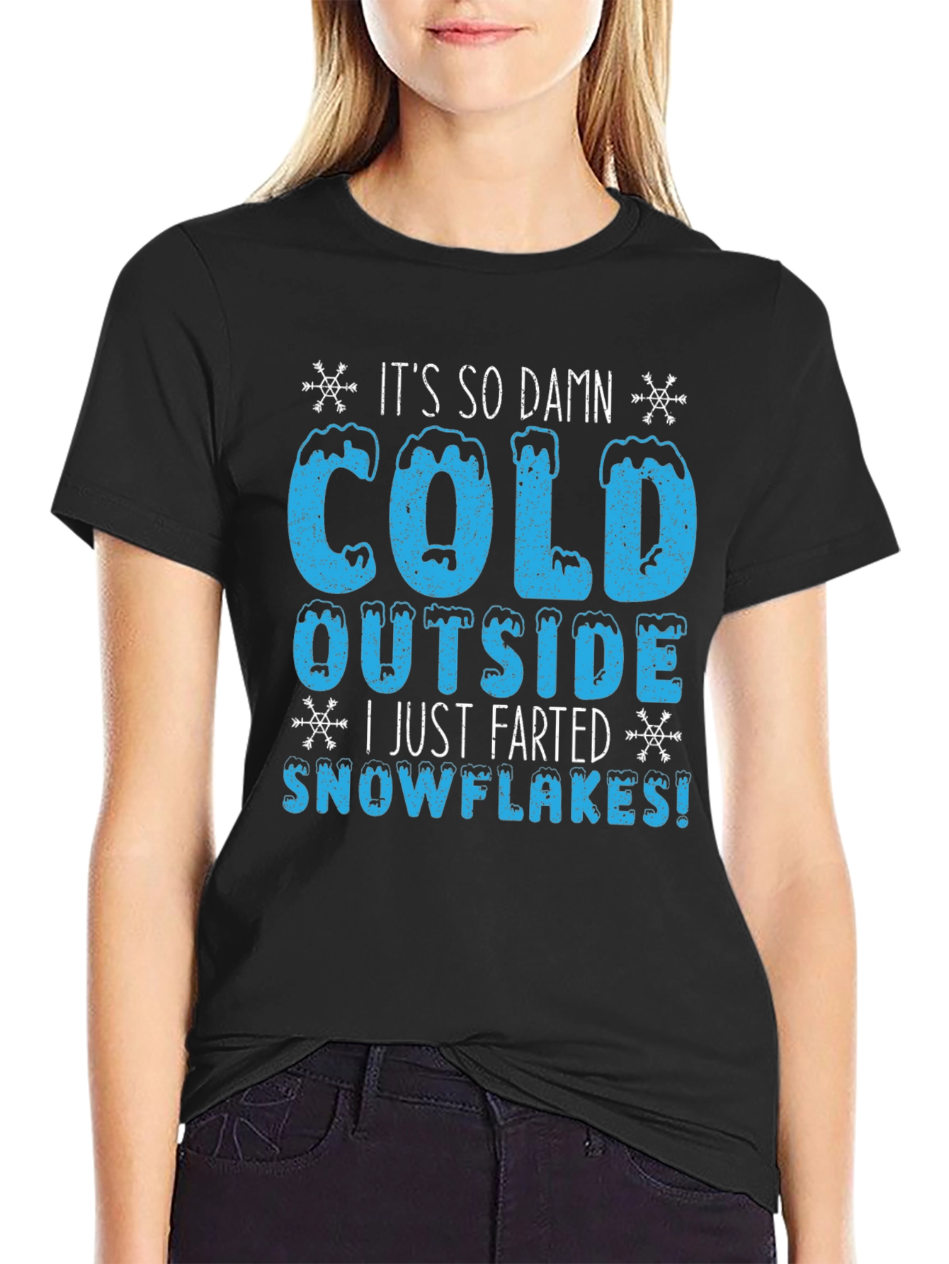 Funny Winter Cold Farted Snowflakes Graphic T-Shirt