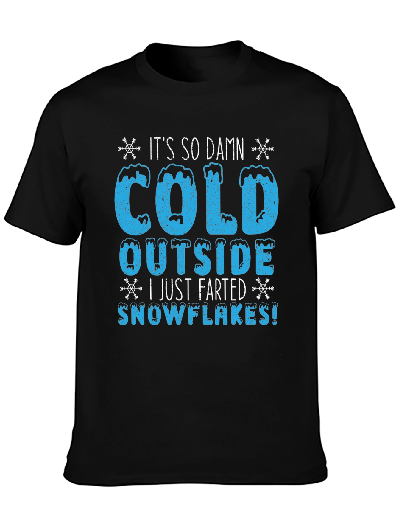 Funny Winter Cold Farted Snowflakes Graphic T-Shirt
