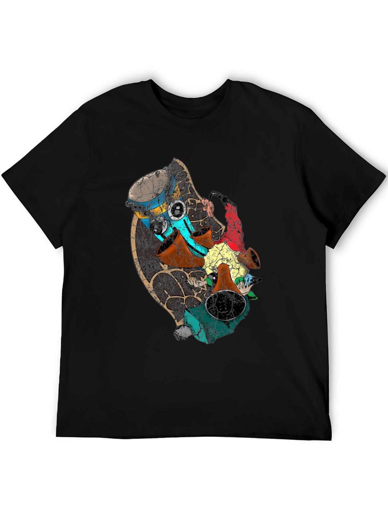 Distressed Abstract Graphic Print Black T-Shirt