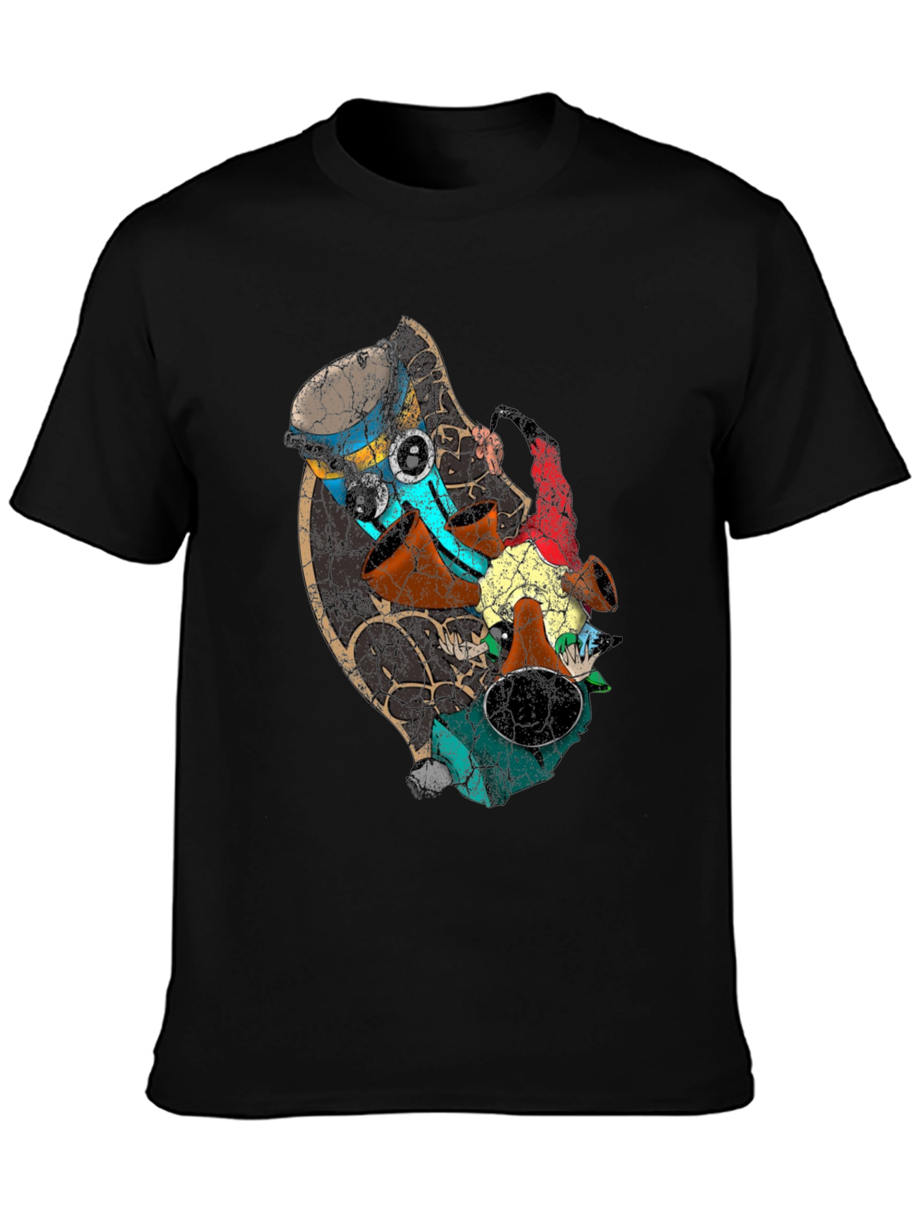 Distressed Abstract Graphic Print Black T-Shirt