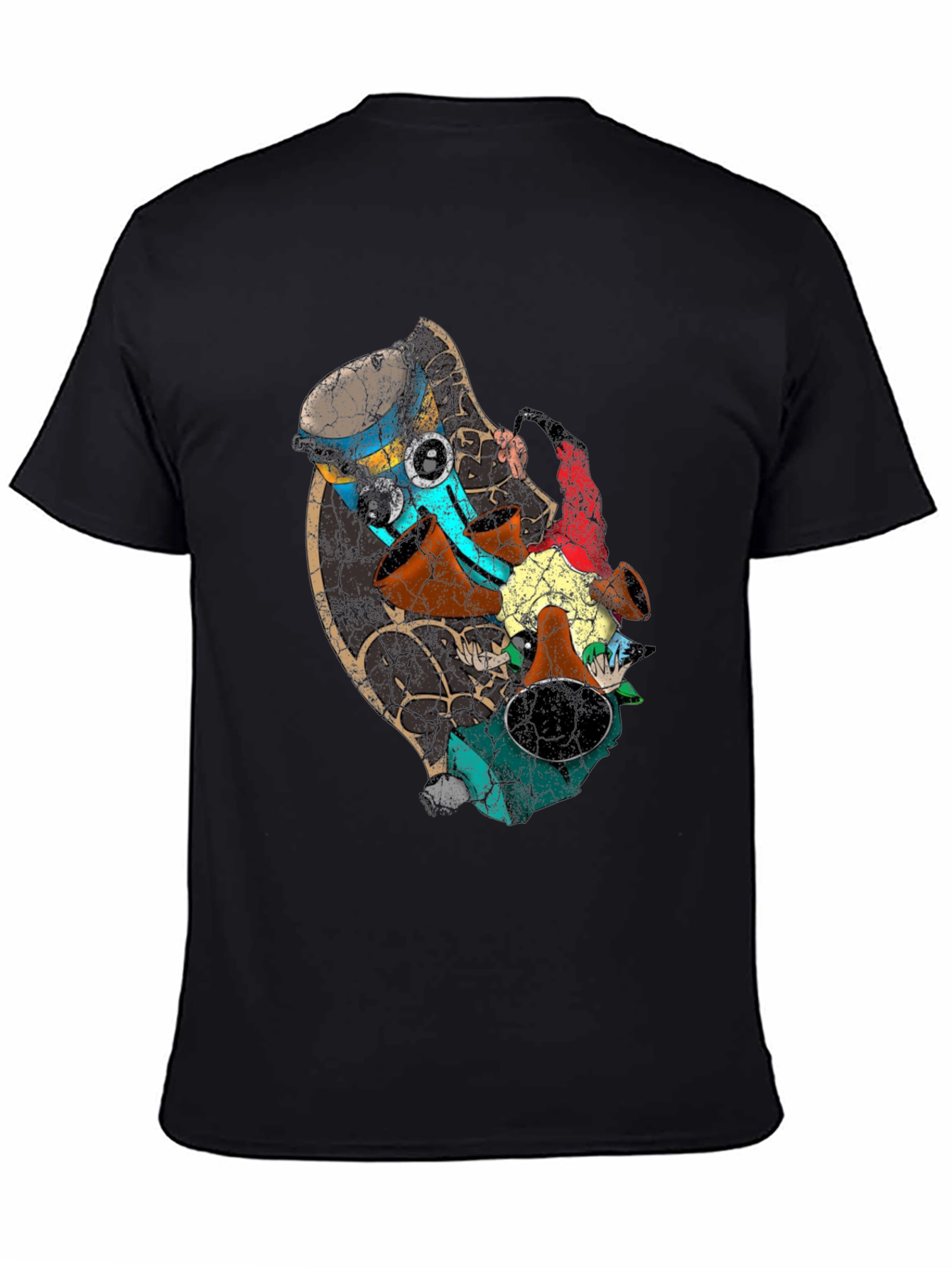 Distressed Abstract Graphic Print Black T-Shirt