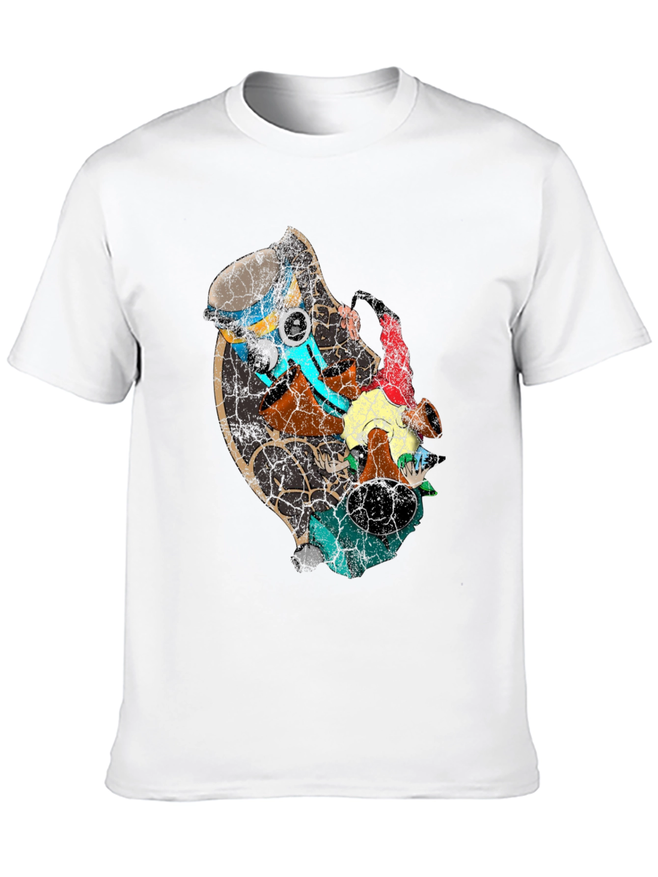 Distressed Abstract Graphic Print Black T-Shirt