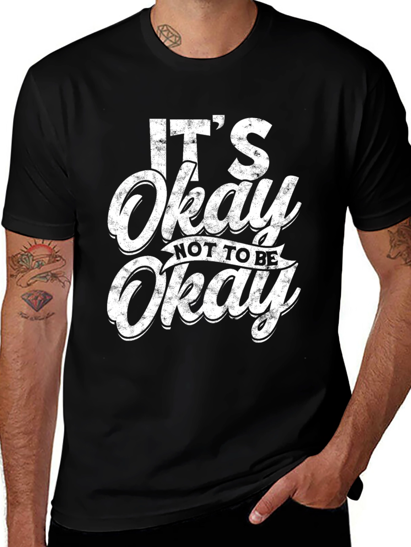 Its Okay To Be Not Okay Black Graphic Tee