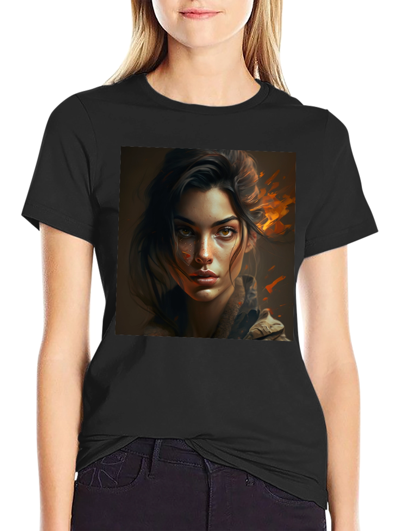 Graphic Tee - Woman Portrait Black T-Shirt