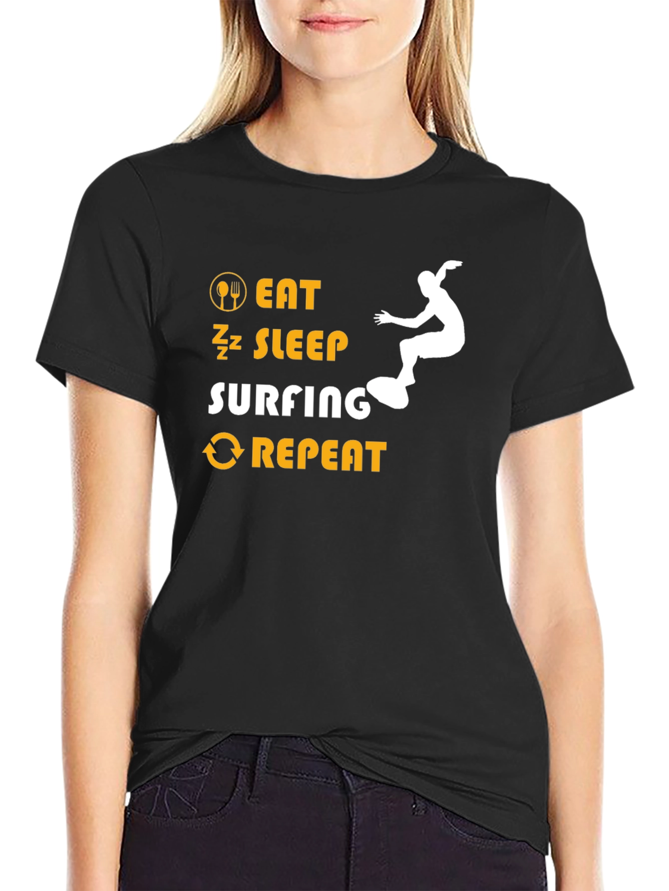 Eat Sleep Surfing Repeat Graphic Tee