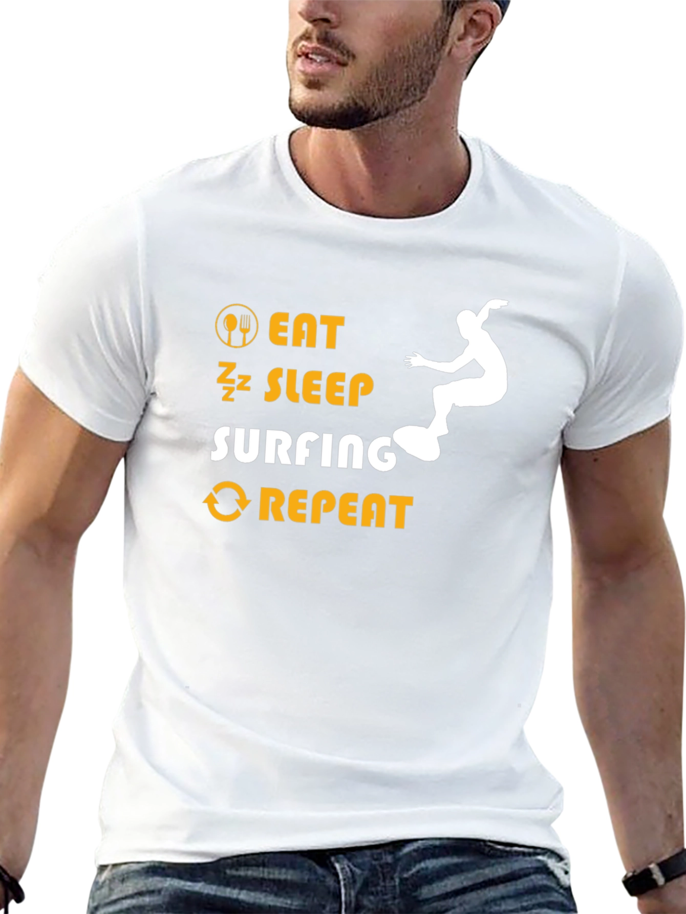 Eat Sleep Surfing Repeat Graphic Tee
