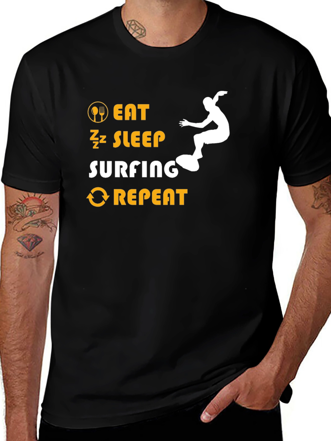 Eat Sleep Surfing Repeat Graphic Tee