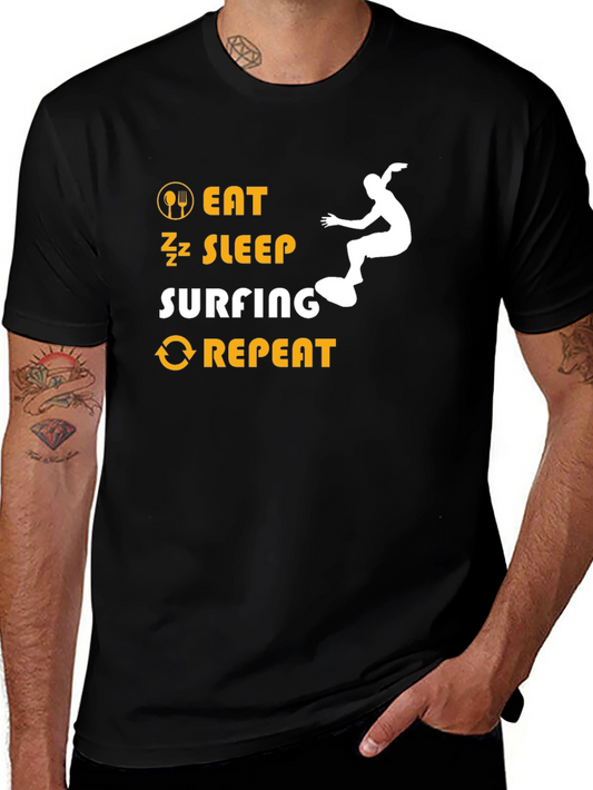 Eat Sleep Surfing Repeat Graphic Tee