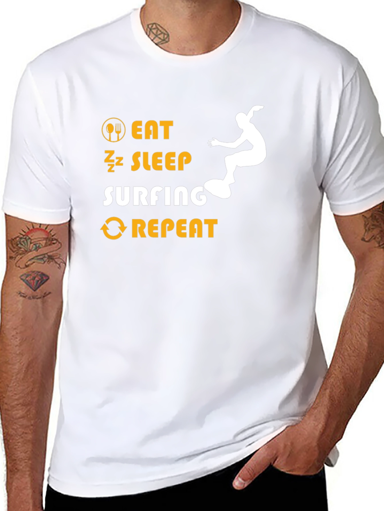 Eat Sleep Surfing Repeat Graphic Tee