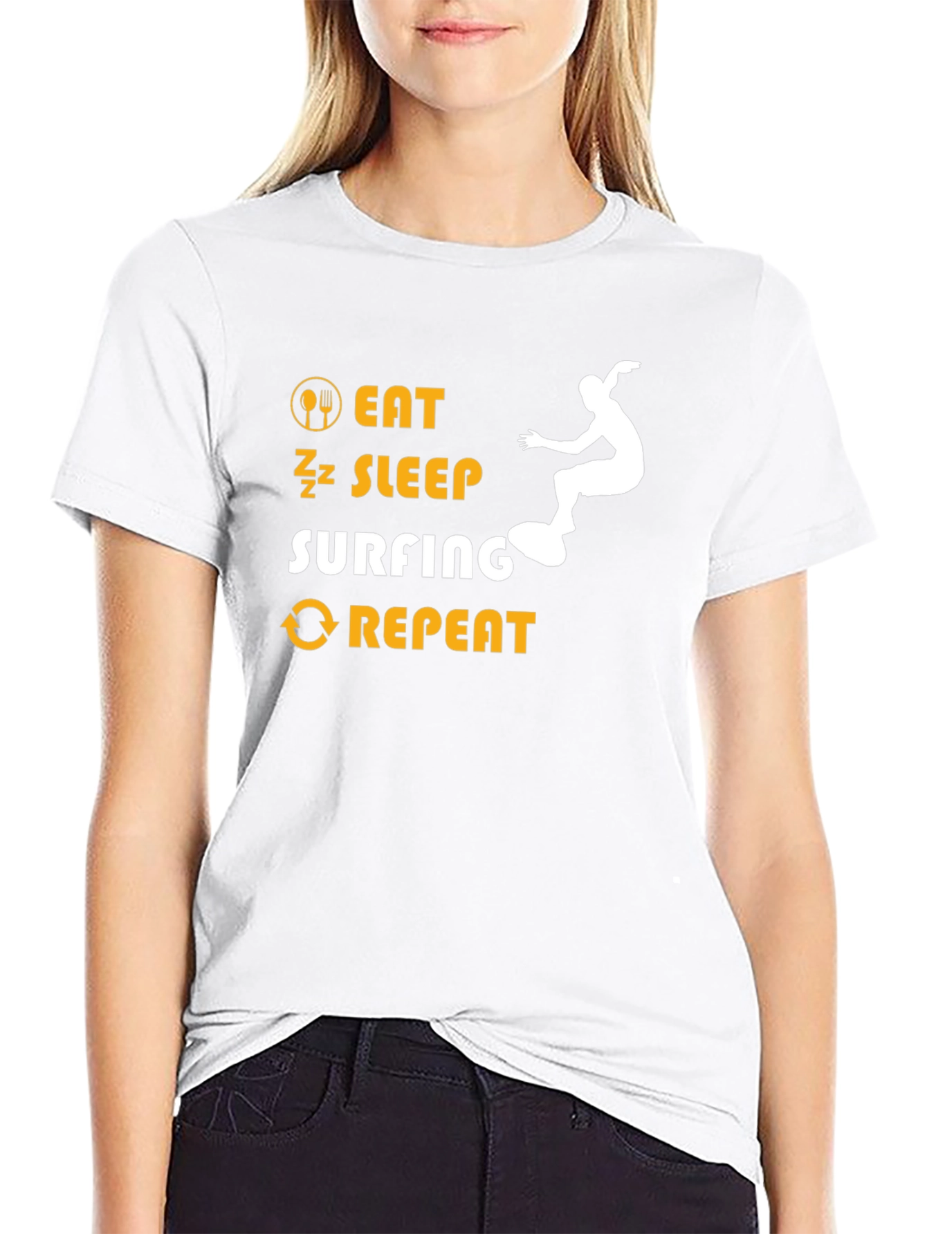 Eat Sleep Surfing Repeat Graphic Tee