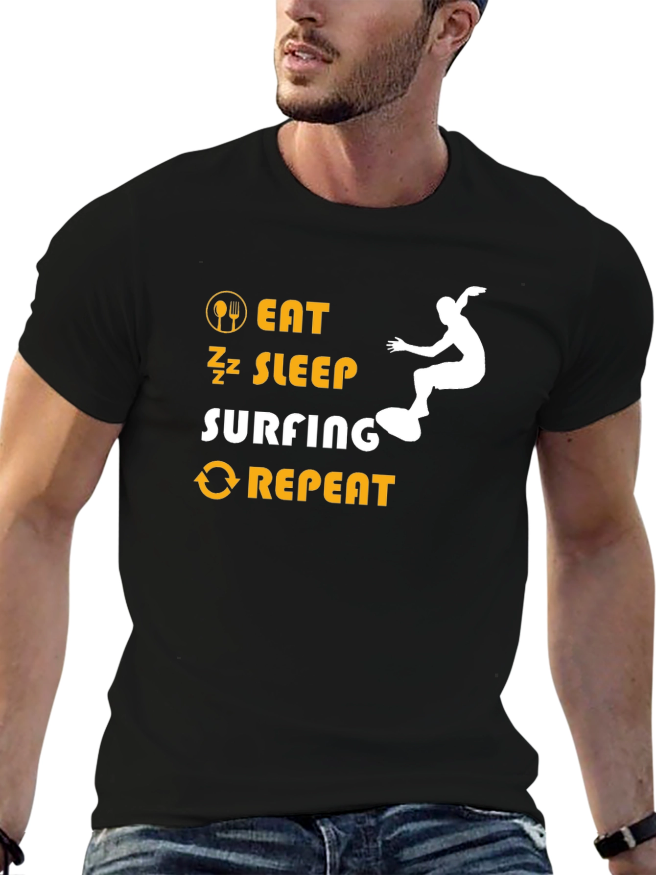 Eat Sleep Surfing Repeat Graphic Tee