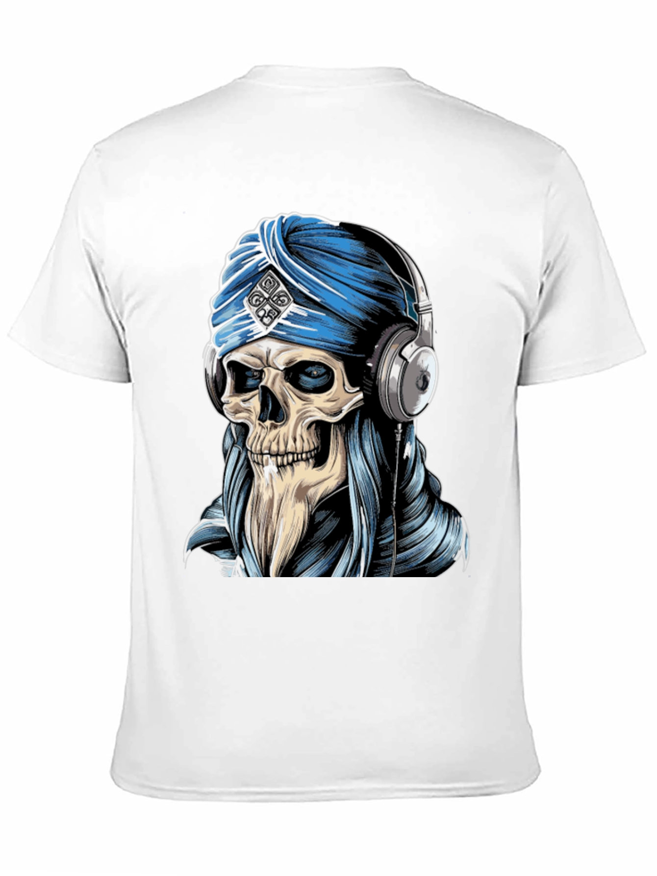 Skull Turban Headphones Graphic Tee - Black