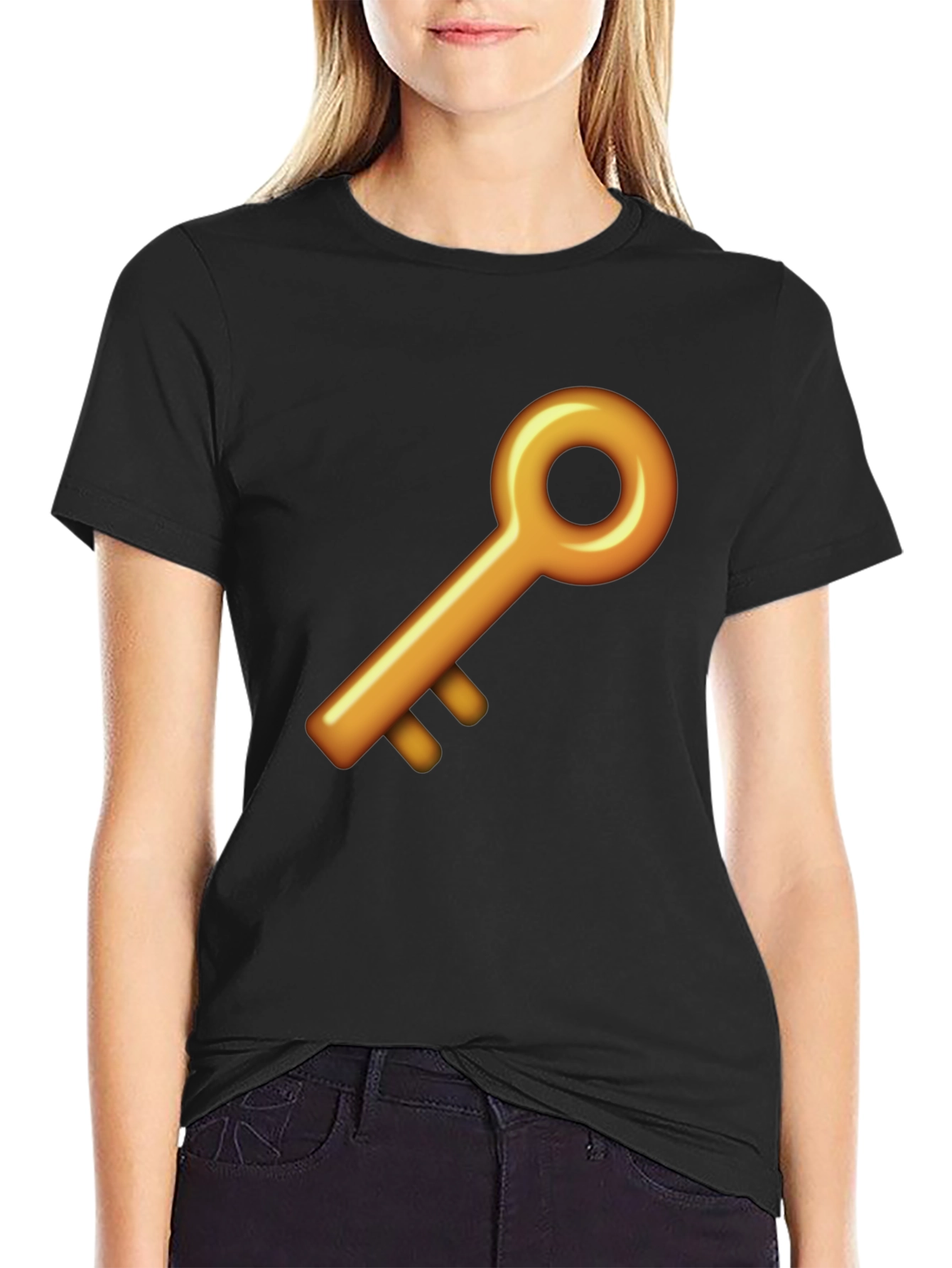 Golden Key Graphic Black T-Shirt